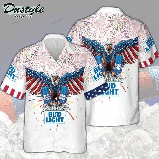 Bud Light Blue 4th Of July Hawaiian Shirt - Famjoys Bud Light Blue 4th Of July Hawaiian Shirt - Famjoys