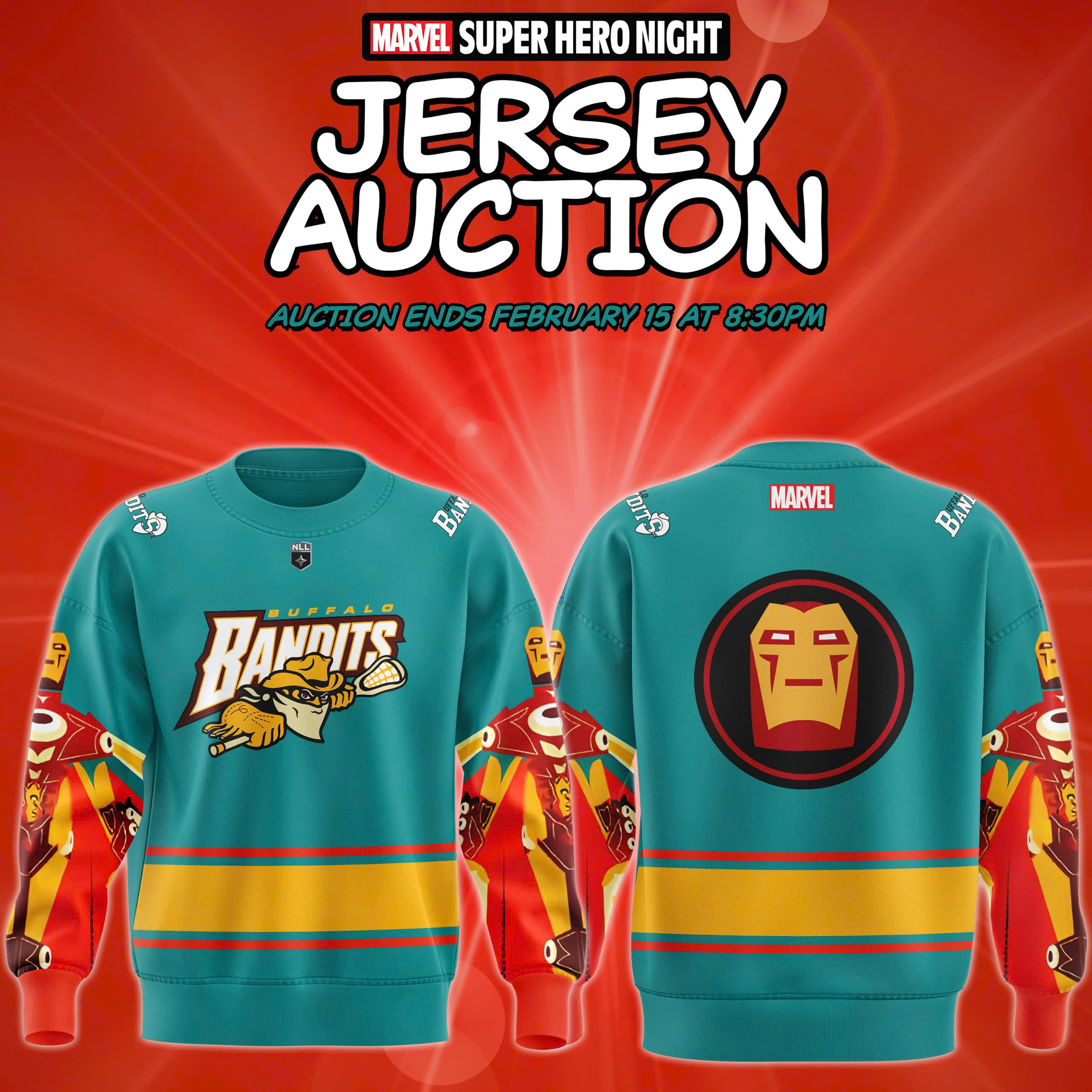 Buffalo Bandits Marval Supper Hero Night Sweatershirt 2025 - Famjoys Buffalo Bandits Marval Supper Hero Night Sweatershirt 2025 - Famjoys