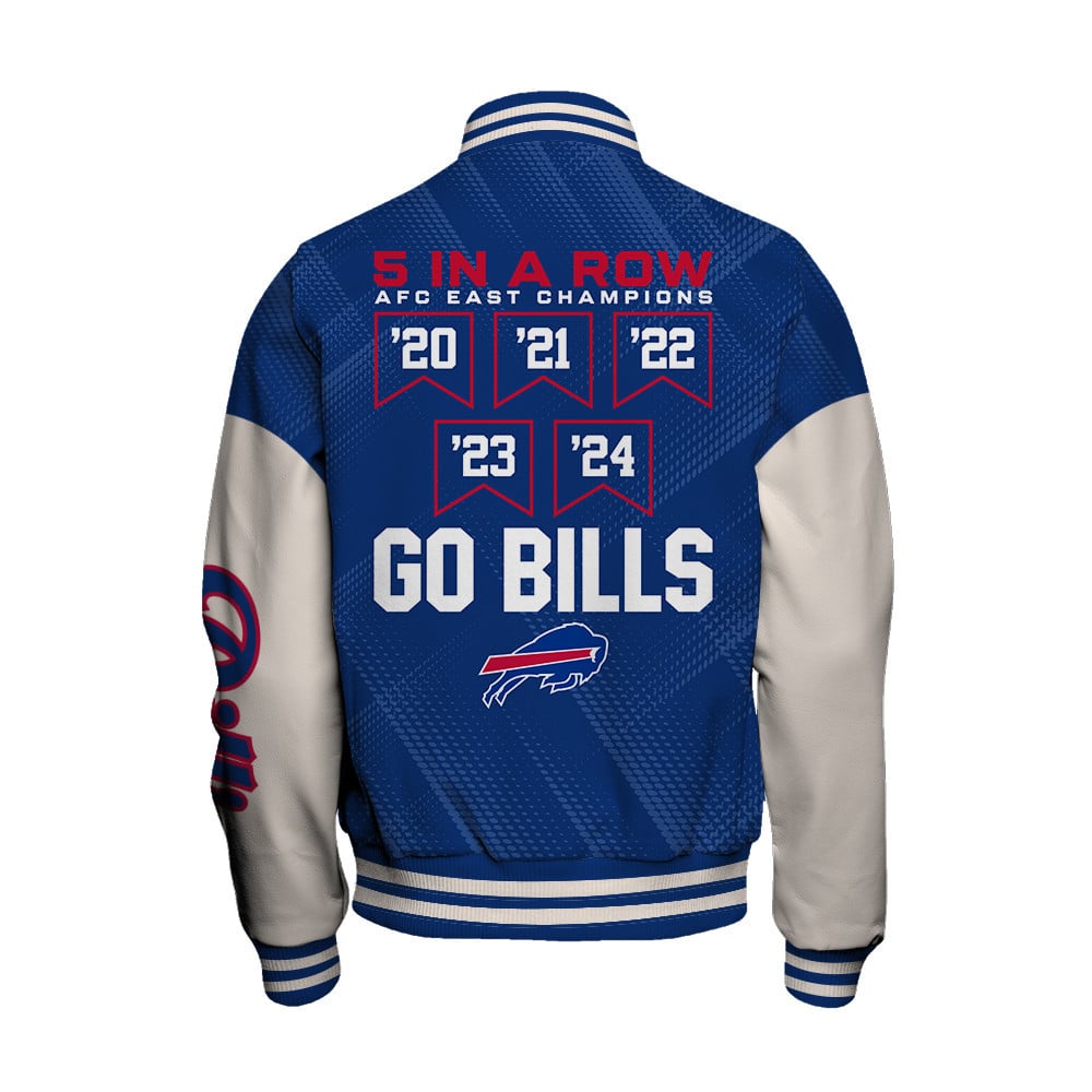 Buffalo Bills 5 In A Row AFC EAST Champions Unisex Varsity Jacket - Famjoys Buffalo Bills 5 In A Row AFC EAST Champions Unisex Varsity Jacket - Famjoys