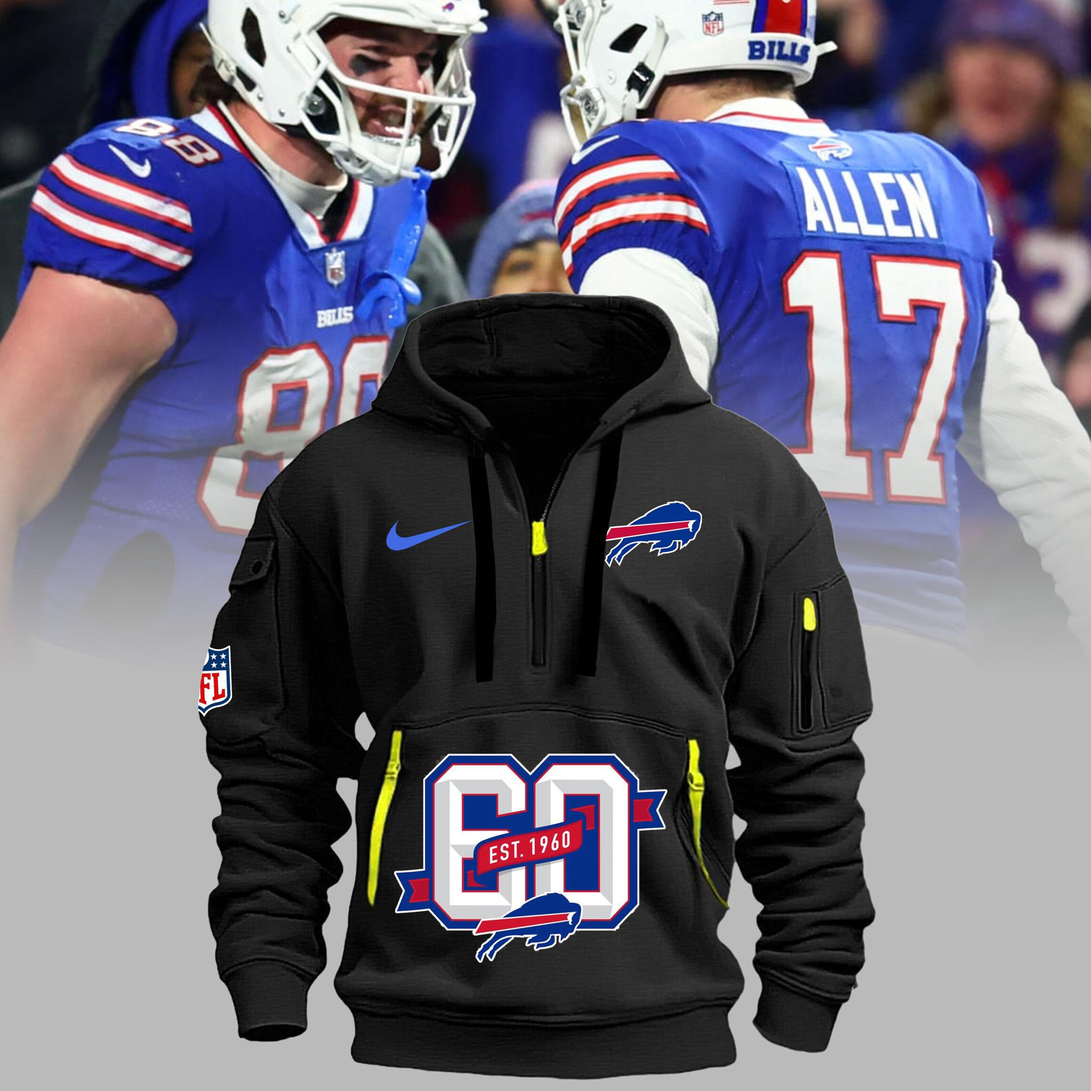 Buffalo Bills 60 2024 Quarter Half Zip Hoodie Go Bills Football Fan Merch Gifts - Famjoys Buffalo Bills 60 2024 Quarter Half Zip Hoodie Go Bills Football Fan Merch Gifts - Famjoys