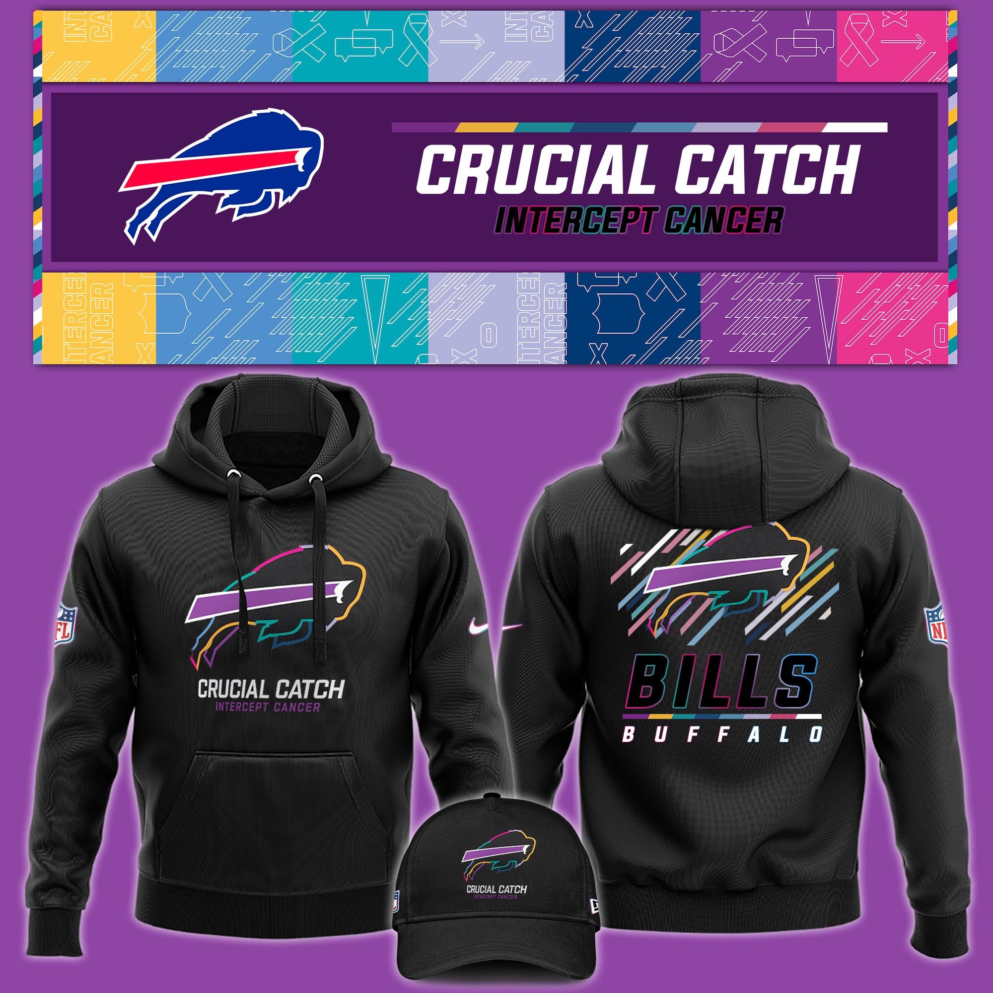 Buffalo Bills Crucial Catch Hoodie - Famjoys Buffalo Bills Crucial Catch Hoodie - Famjoys