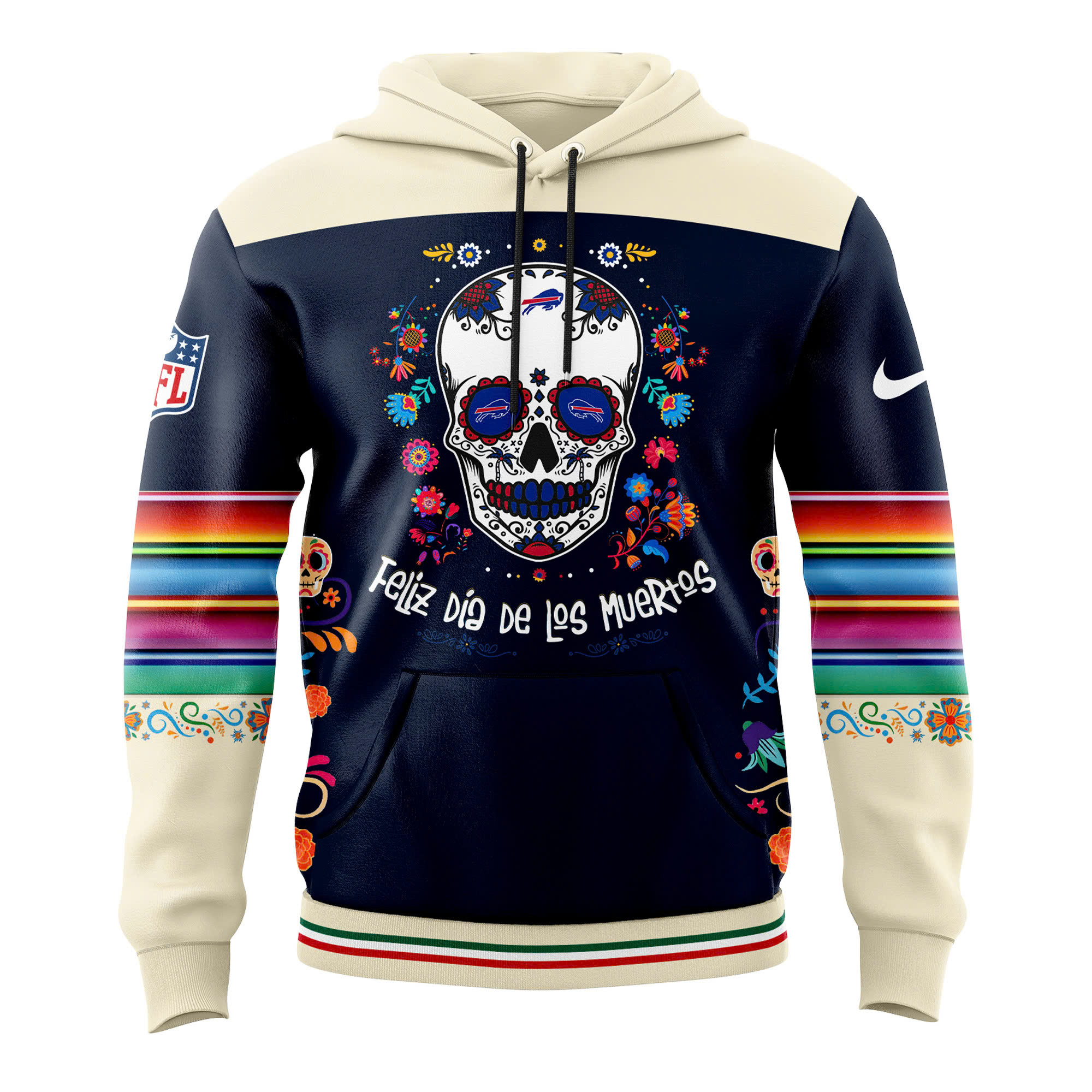 Buffalo Bills Dia De Los Muertos Premium Pullover Hoodie - Famjoys Buffalo Bills Dia De Los Muertos Premium Pullover Hoodie - Famjoys
