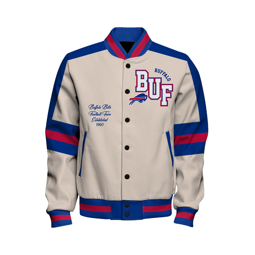 Buffalo Bills - Feel The Power Unisex Varsity Jacket - Famjoys Buffalo Bills - Feel The Power Unisex Varsity Jacket - Famjoys