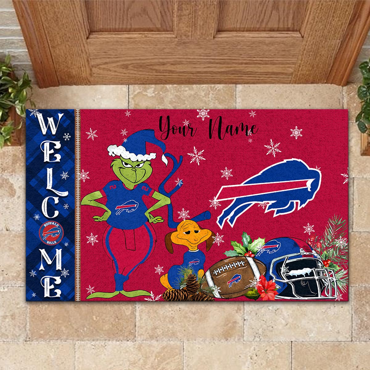 Buffalo Bills Grinch Christmas Welcome Football Doormat - Famjoys Buffalo Bills Grinch Christmas Welcome Football Doormat - Famjoys