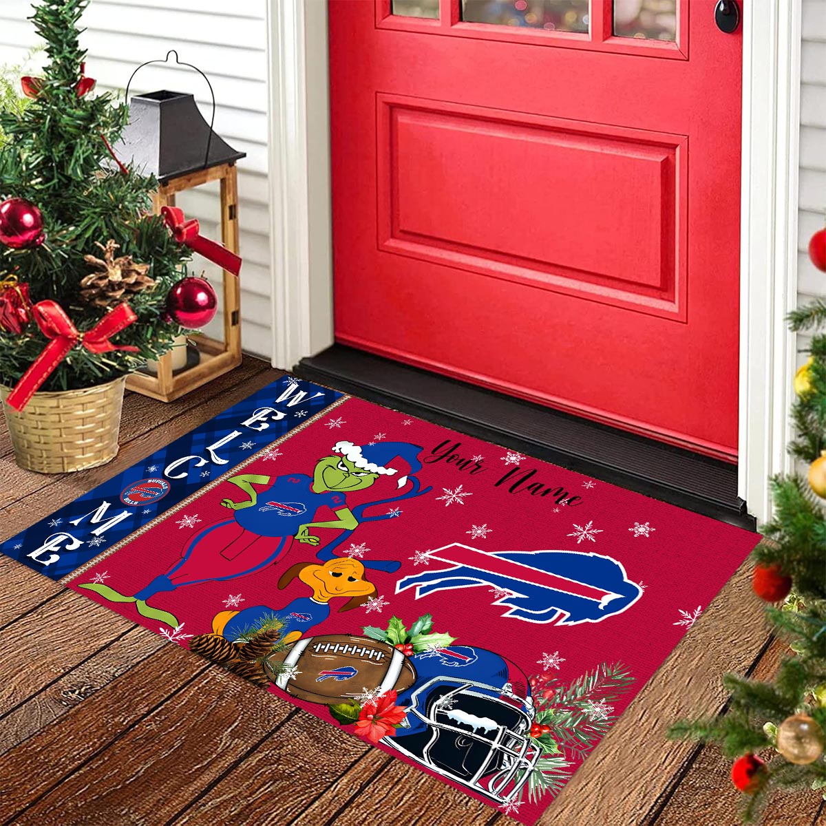 Buffalo Bills Grinch Christmas Welcome Football Doormat - Famjoys Buffalo Bills Grinch Christmas Welcome Football Doormat - Famjoys