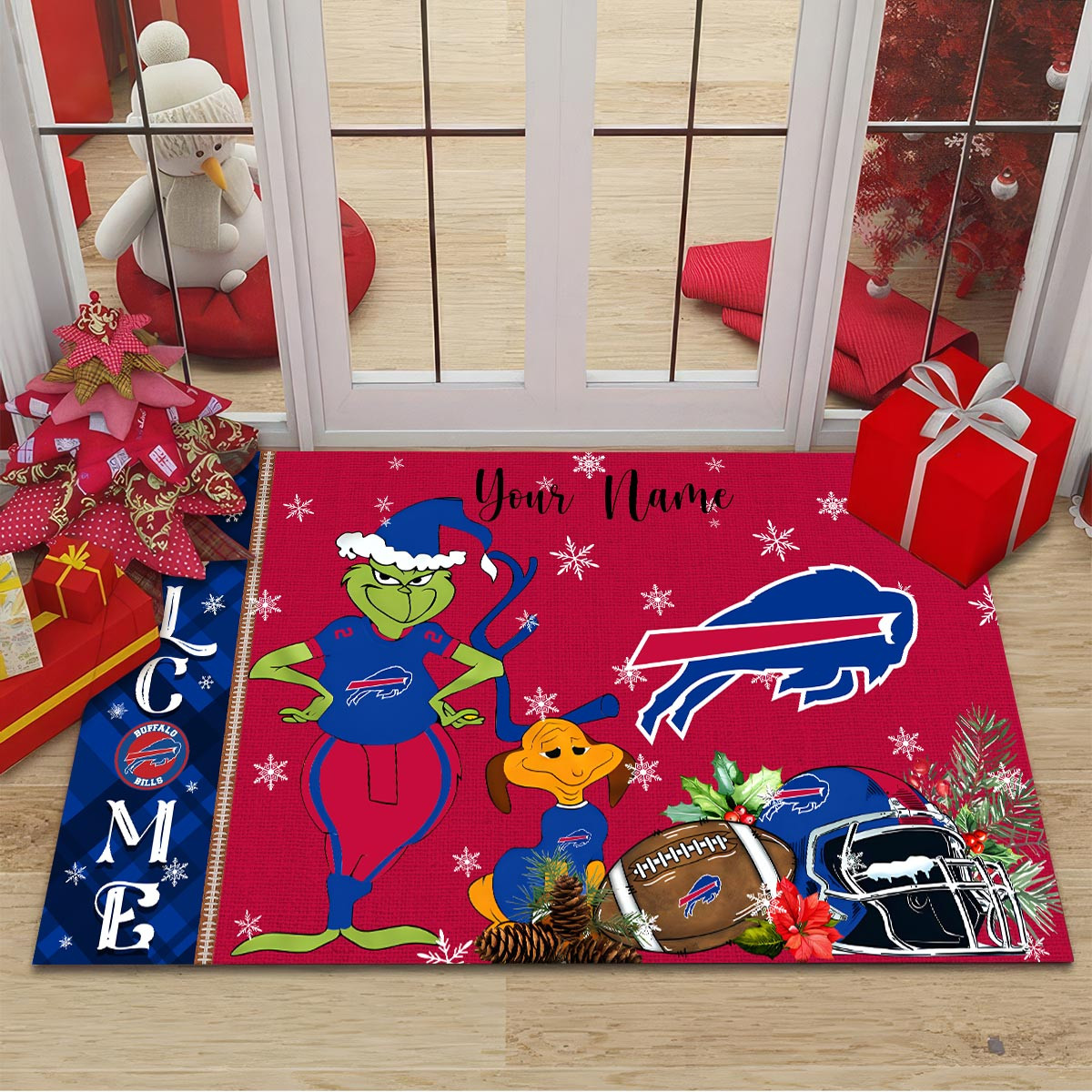 Buffalo Bills Grinch Christmas Welcome Football Doormat - Famjoys Buffalo Bills Grinch Christmas Welcome Football Doormat - Famjoys