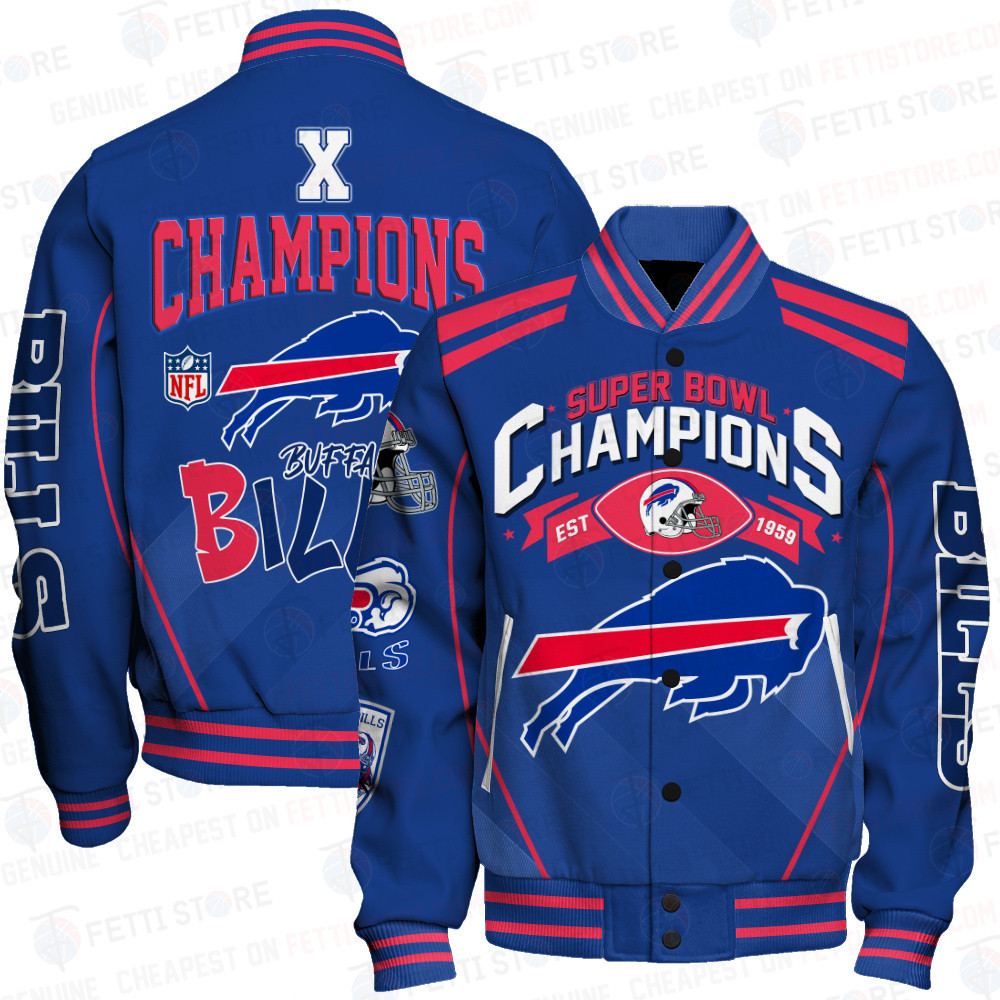Buffalo Bills National Football League Champions Varsity Jacket - Famjoys Buffalo Bills National Football League Champions Varsity Jacket - Famjoys