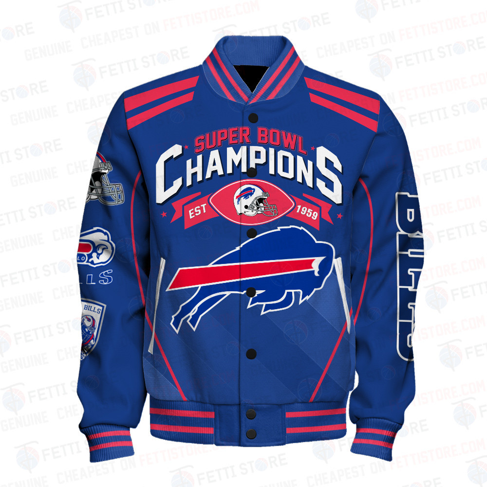 Buffalo Bills National Football League Champions Varsity Jacket - Famjoys Buffalo Bills National Football League Champions Varsity Jacket - Famjoys