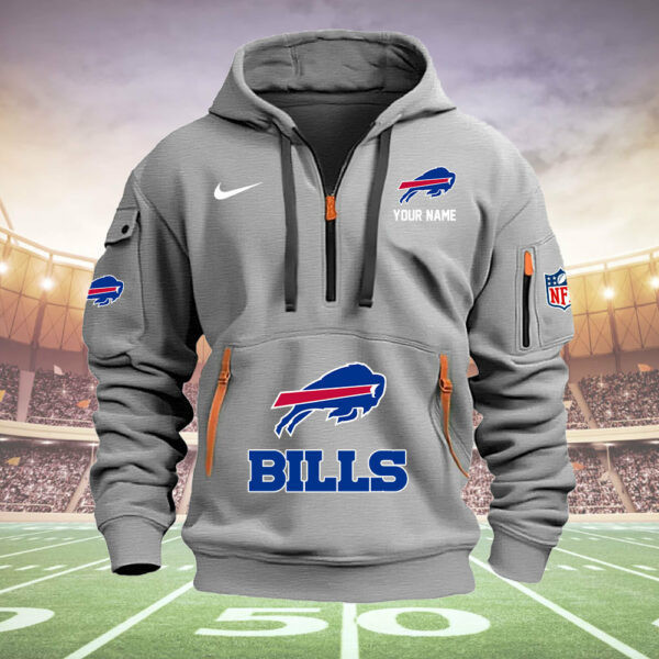 Buffalo Bills New Personalized Quarter Zip Hoodie AZBTQZH000024 - Famjoys Buffalo Bills New Personalized Quarter Zip Hoodie AZBTQZH000024 - Famjoys
