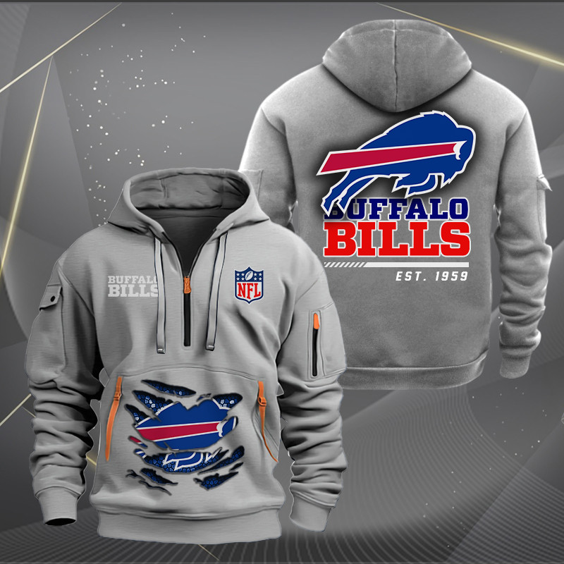 Buffalo Bills New Personalized Quarter Zip Hoodie AZBTQZH000098 - Famjoys Buffalo Bills New Personalized Quarter Zip Hoodie AZBTQZH000098 - Famjoys