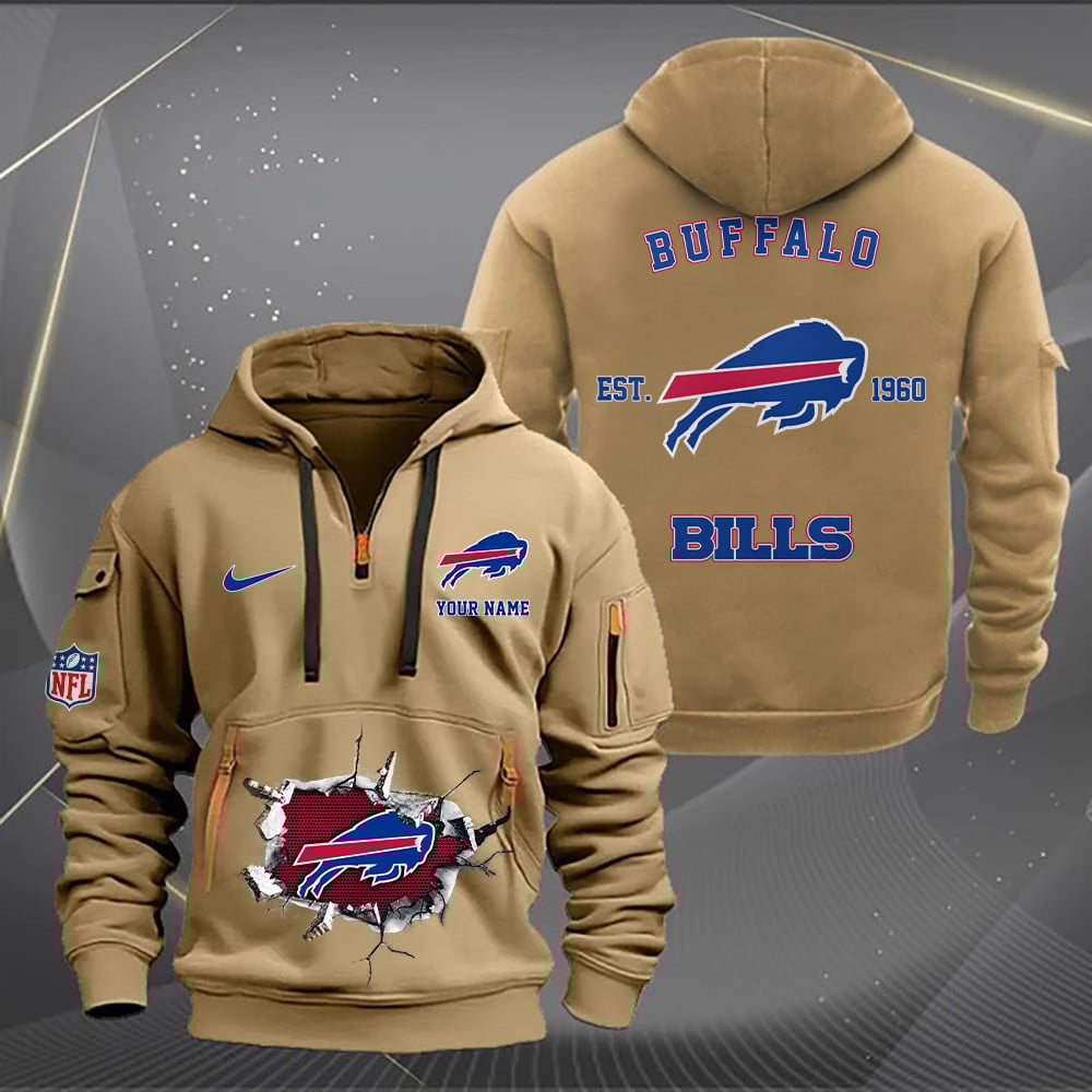 Buffalo Bills New Personalized Quarter Zip Hoodie AZBTQZH000141 - Famjoys Buffalo Bills New Personalized Quarter Zip Hoodie AZBTQZH000141 - Famjoys