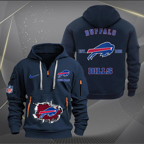 Buffalo Bills New Personalized Quarter Zip Hoodie AZBTQZH000141 - Famjoys Buffalo Bills New Personalized Quarter Zip Hoodie AZBTQZH000141 - Famjoys