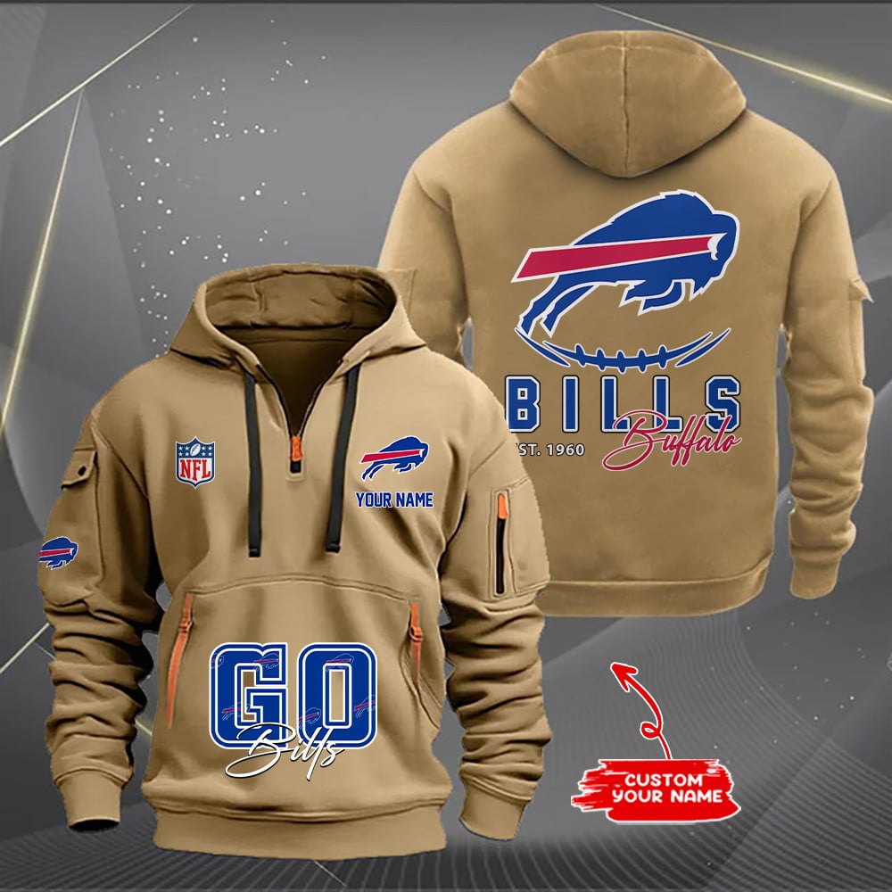 Buffalo Bills New Personalized Quarter Zip Hoodie AZBTQZH000153 - Famjoys Buffalo Bills New Personalized Quarter Zip Hoodie AZBTQZH000153 - Famjoys