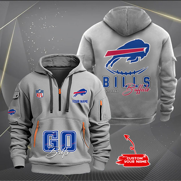 Buffalo Bills New Personalized Quarter Zip Hoodie AZBTQZH000153 - Famjoys Buffalo Bills New Personalized Quarter Zip Hoodie AZBTQZH000153 - Famjoys