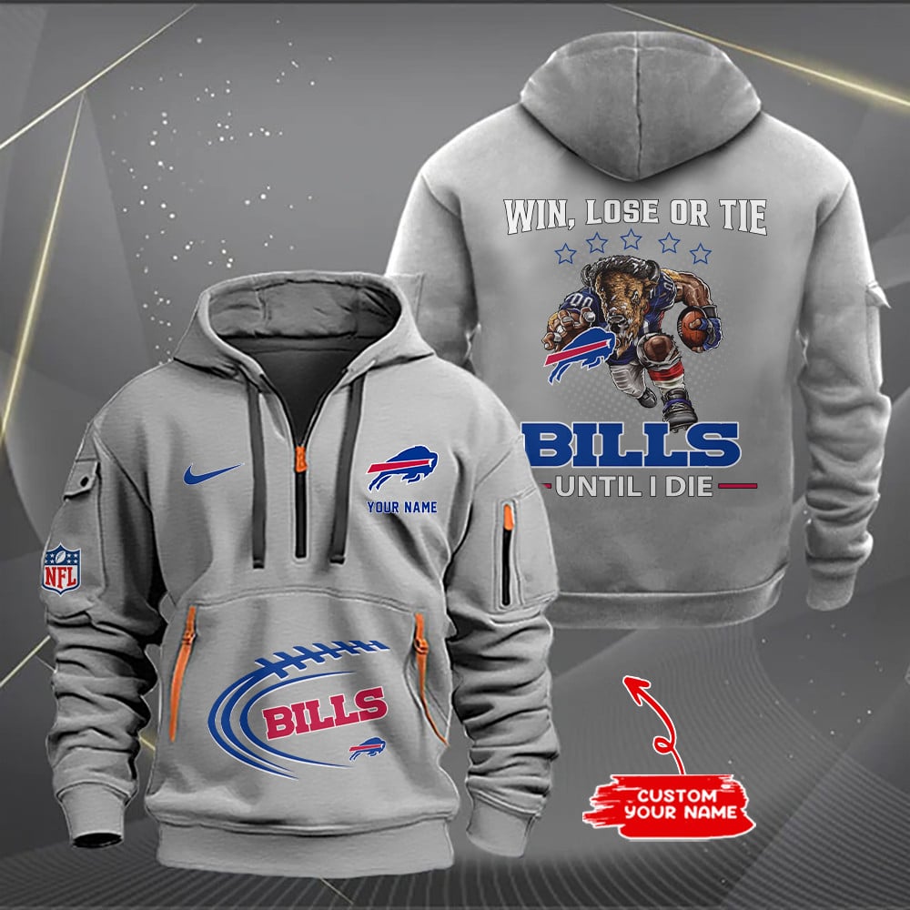 Buffalo Bills New Personalized Quarter Zip Hoodie AZBTQZH000168 - Famjoys Buffalo Bills New Personalized Quarter Zip Hoodie AZBTQZH000168 - Famjoys