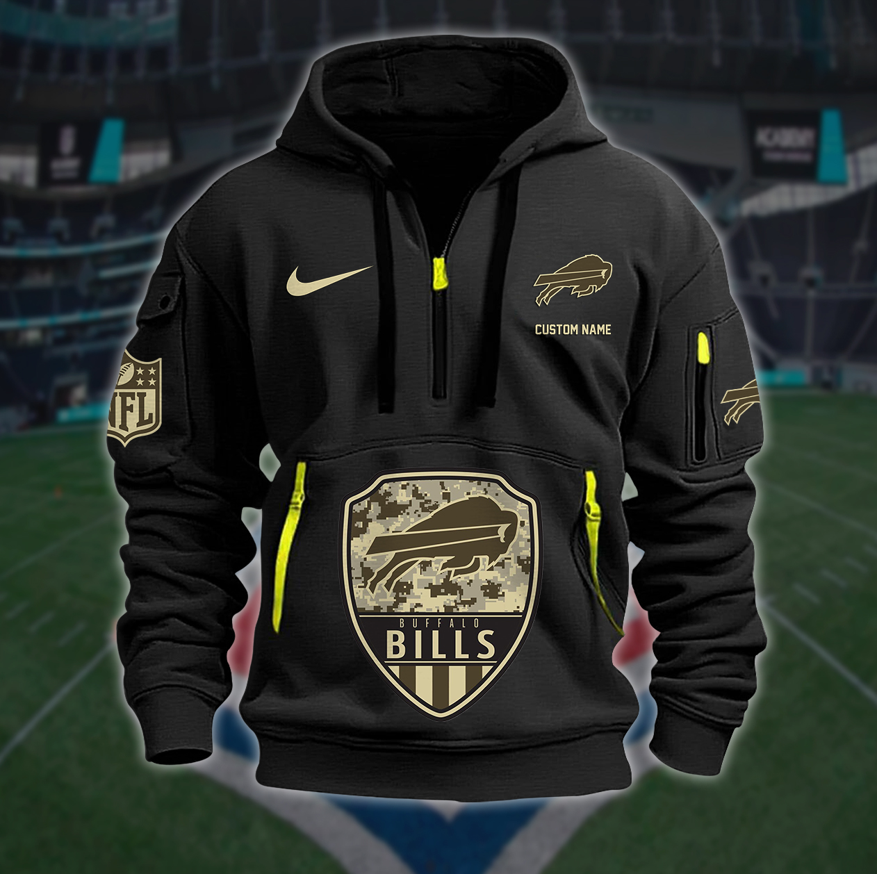 Buffalo Bills New Personalized Quarter Zip Hoodie AZBTQZH000191 - Famjoys Buffalo Bills New Personalized Quarter Zip Hoodie AZBTQZH000191 - Famjoys