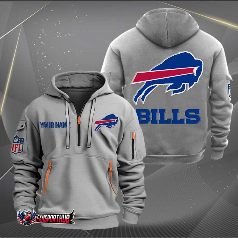 Buffalo Bills New Personalized Quarter Zip Hoodie AZBTQZH000232 - Famjoys Buffalo Bills New Personalized Quarter Zip Hoodie AZBTQZH000232 - Famjoys