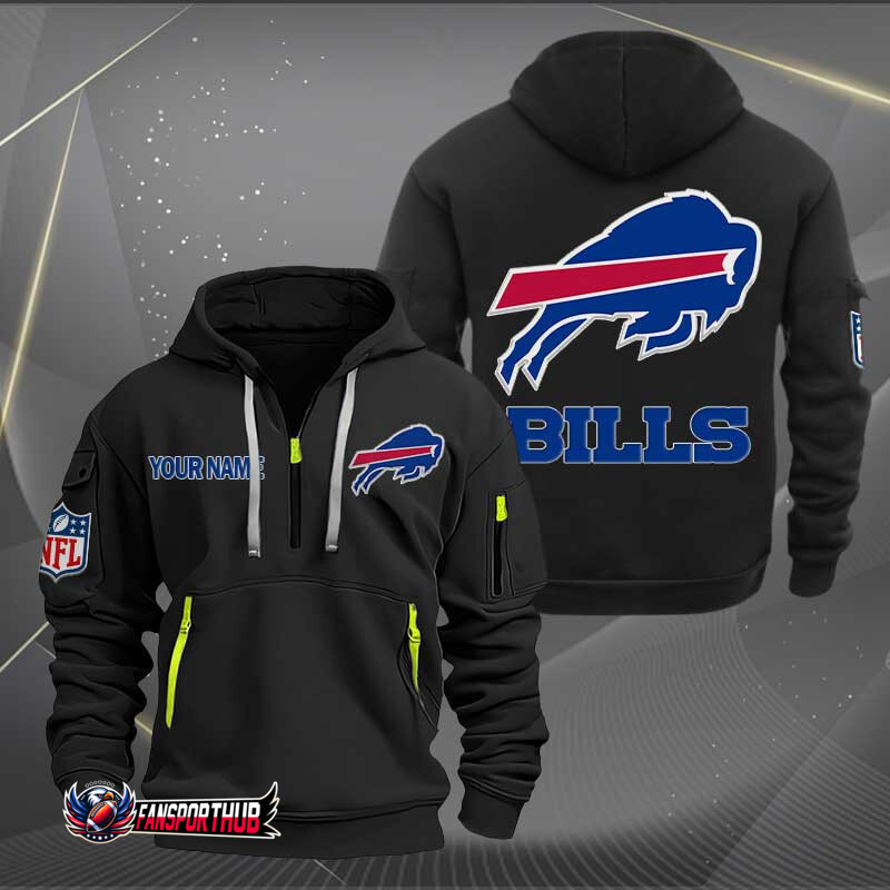 Buffalo Bills New Personalized Quarter Zip Hoodie AZBTQZH000232 - Famjoys Buffalo Bills New Personalized Quarter Zip Hoodie AZBTQZH000232 - Famjoys