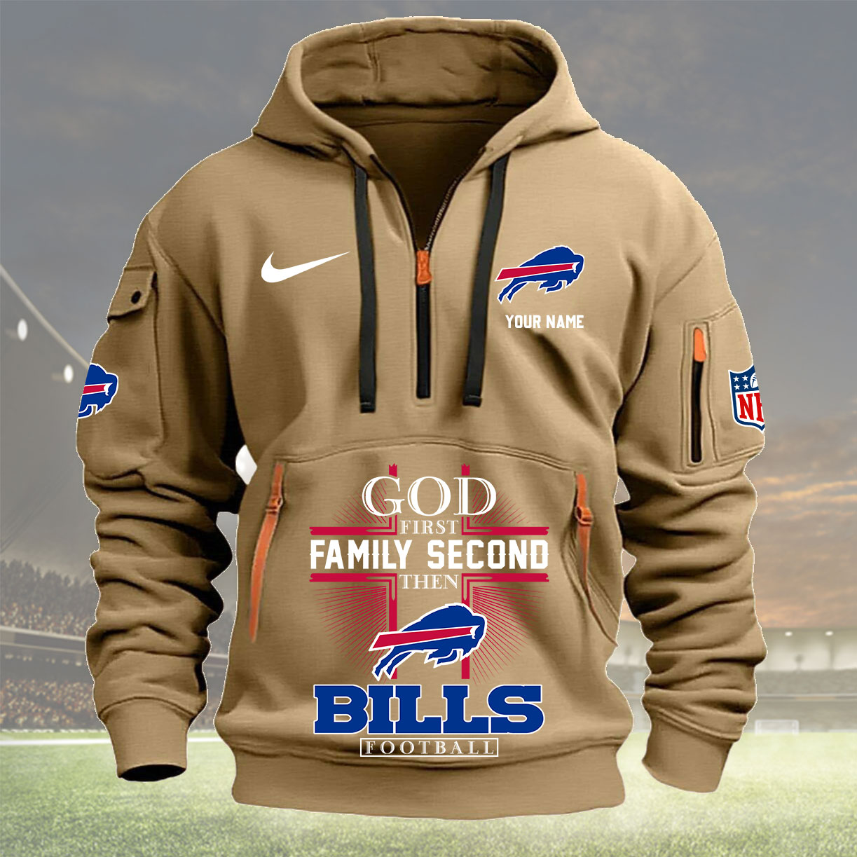 Buffalo Bills Personalized Quarter Zip Hoodie New Collection AZBTQZH000244 - Famjoys Buffalo Bills Personalized Quarter Zip Hoodie New Collection AZBTQZH000244 - Famjoys