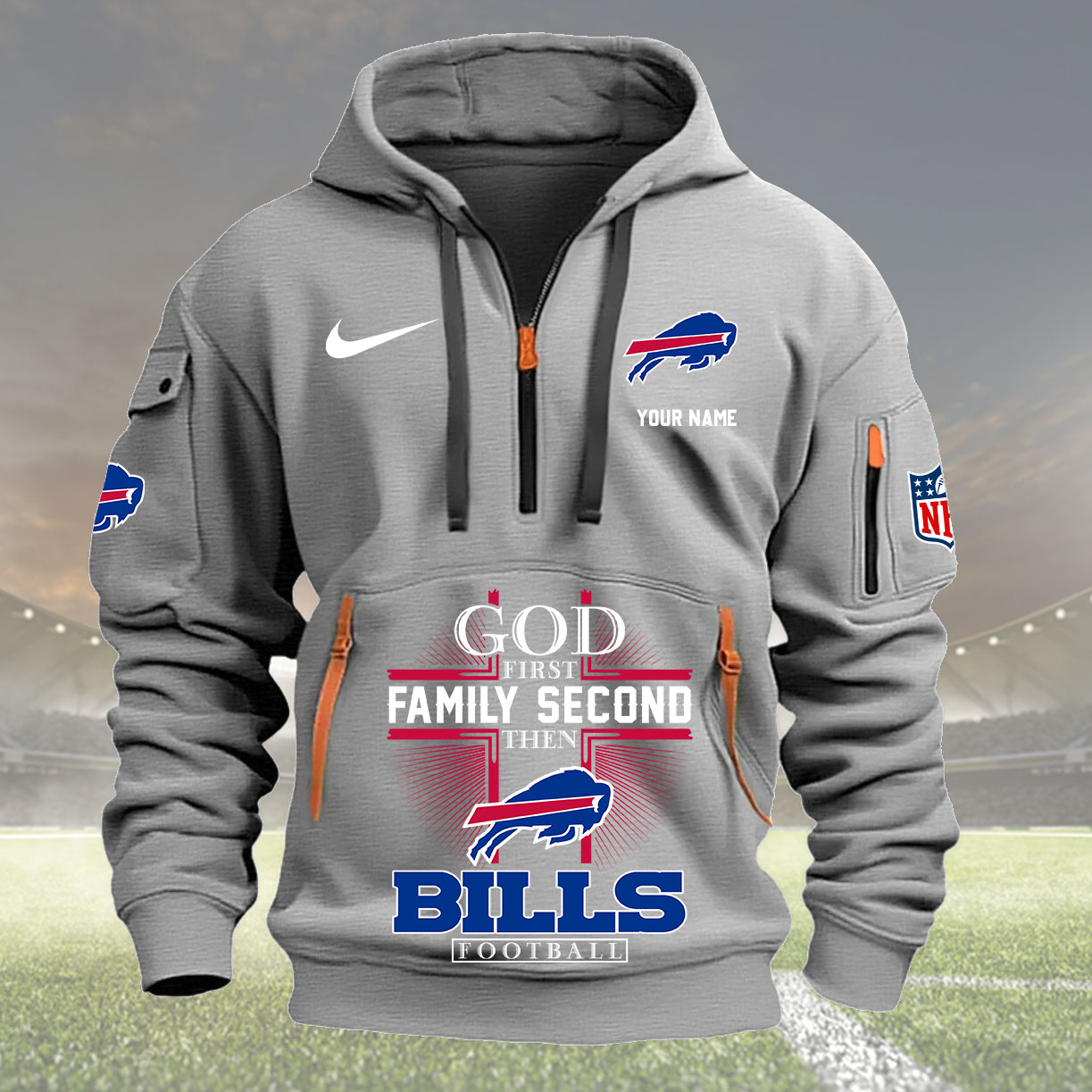 Buffalo Bills Personalized Quarter Zip Hoodie New Collection AZBTQZH000244 - Famjoys Buffalo Bills Personalized Quarter Zip Hoodie New Collection AZBTQZH000244 - Famjoys