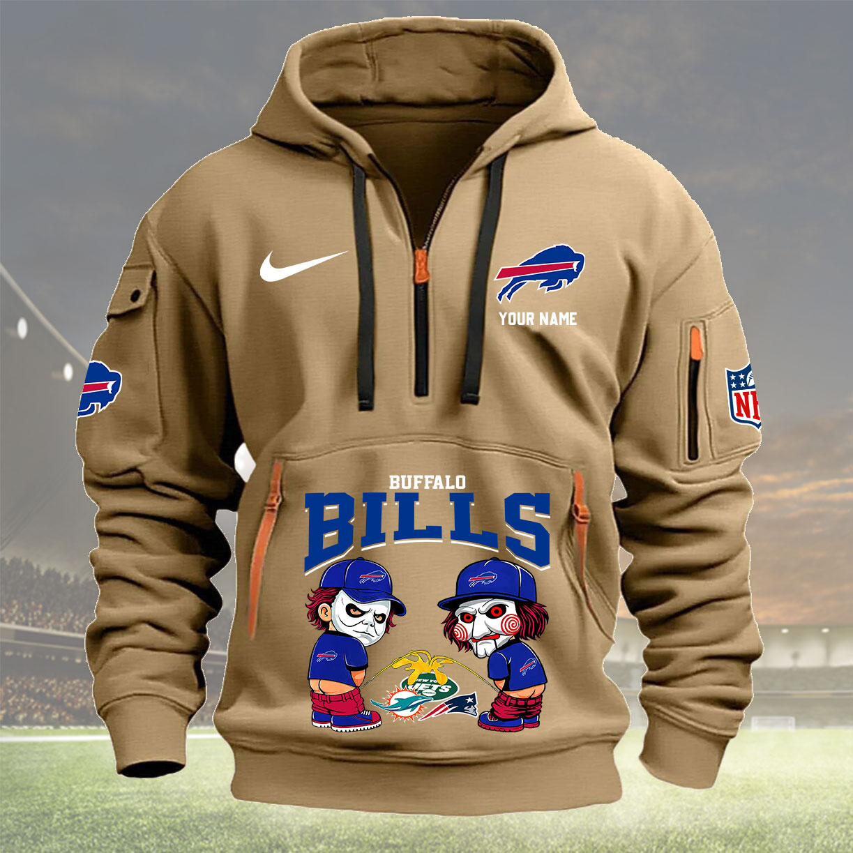 Buffalo Bills Personalized Quarter Zip Hoodie New Collection AZBTQZH000277 - Famjoys Buffalo Bills Personalized Quarter Zip Hoodie New Collection AZBTQZH000277 - Famjoys
