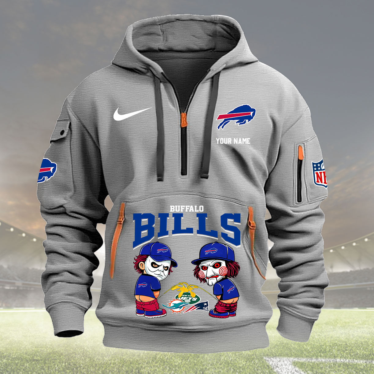 Buffalo Bills Personalized Quarter Zip Hoodie New Collection AZBTQZH000277 - Famjoys Buffalo Bills Personalized Quarter Zip Hoodie New Collection AZBTQZH000277 - Famjoys