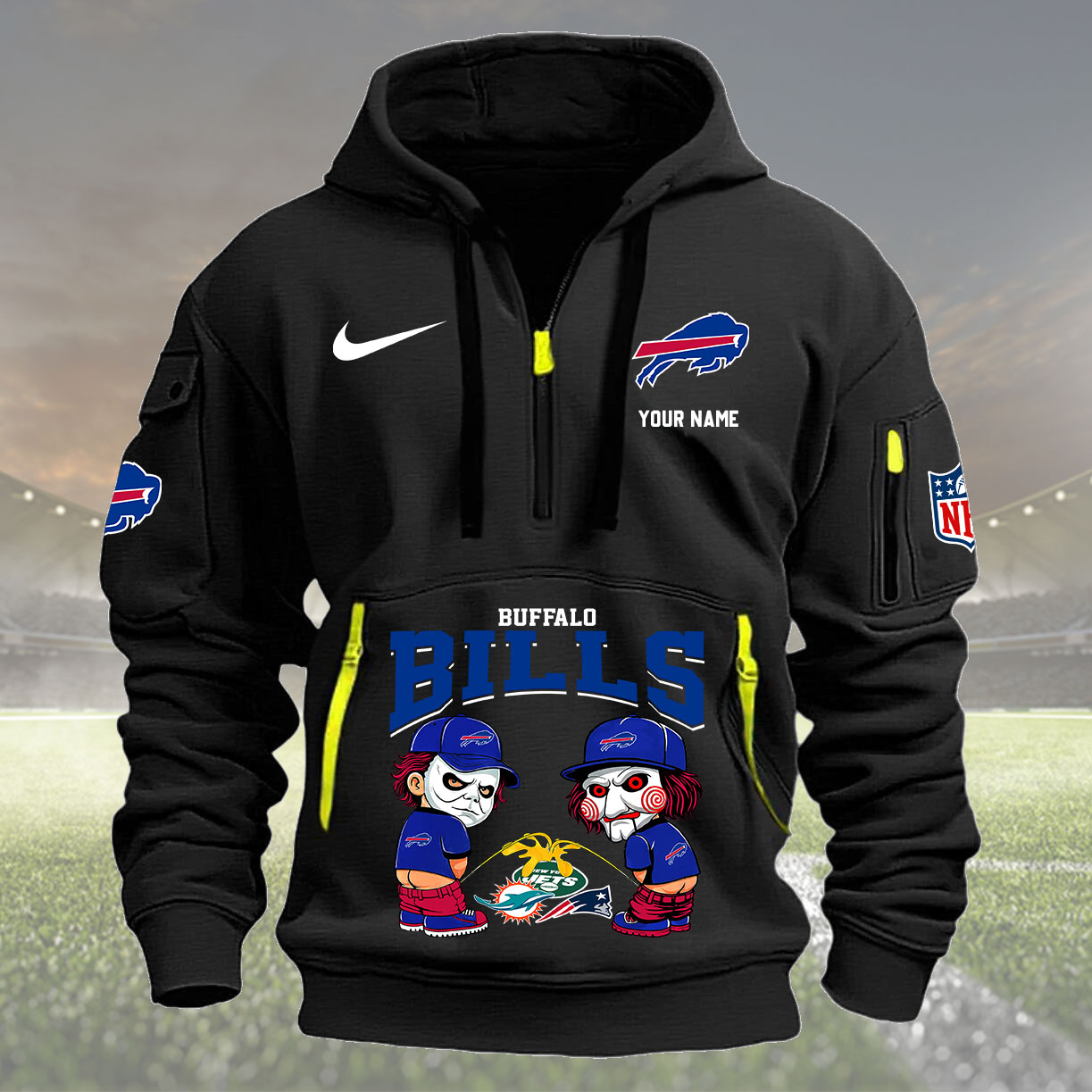 Buffalo Bills Personalized Quarter Zip Hoodie New Collection AZBTQZH000277 - Famjoys Buffalo Bills Personalized Quarter Zip Hoodie New Collection AZBTQZH000277 - Famjoys