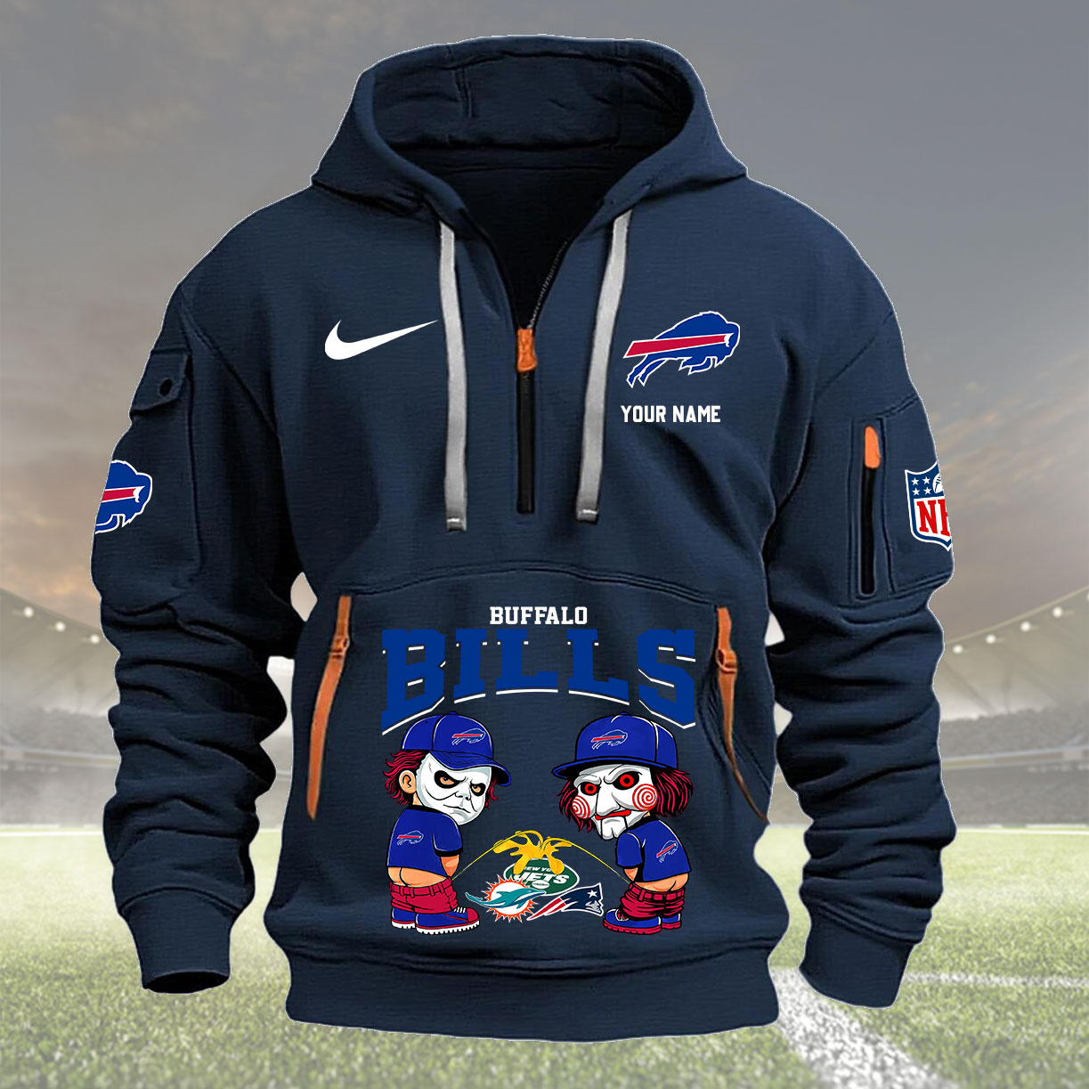 Buffalo Bills Personalized Quarter Zip Hoodie New Collection AZBTQZH000277 - Famjoys Buffalo Bills Personalized Quarter Zip Hoodie New Collection AZBTQZH000277 - Famjoys