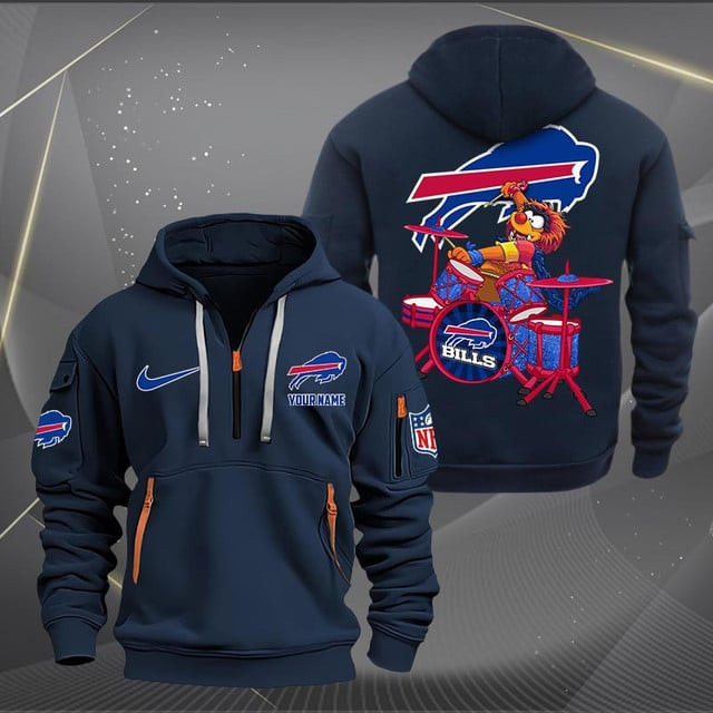 Buffalo Bills Premium Personalized Quarter Zip Hoodie AZBTCQZH000004 - Famjoys Buffalo Bills Premium Personalized Quarter Zip Hoodie AZBTCQZH000004 - Famjoys