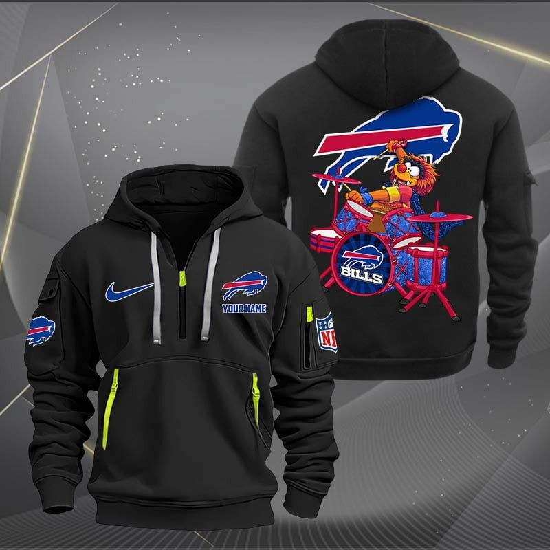 Buffalo Bills Premium Personalized Quarter Zip Hoodie AZBTCQZH000004 - Famjoys Buffalo Bills Premium Personalized Quarter Zip Hoodie AZBTCQZH000004 - Famjoys