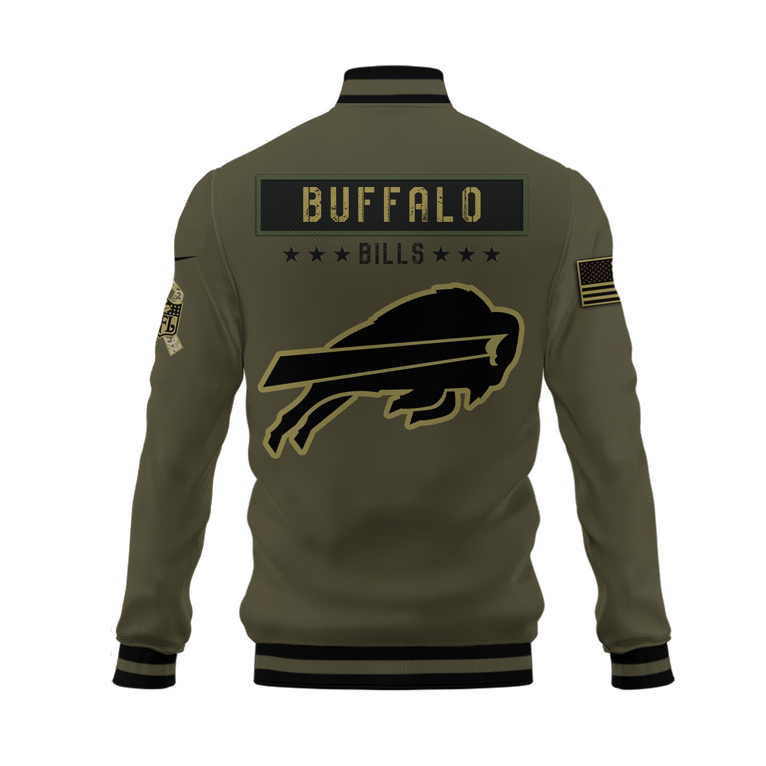 Buffalo Bills Salute To Service Club Baseball Jacket Varsity Jacket - Green - Famjoys Buffalo Bills Salute To Service Club Baseball Jacket Varsity Jacket - Green - Famjoys