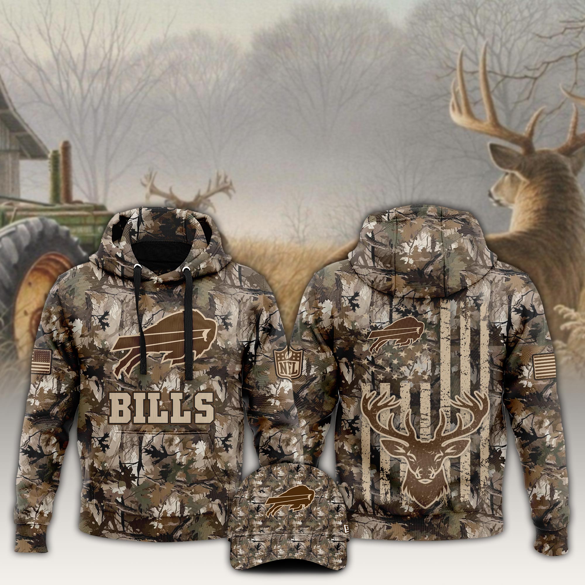 Buffalo Bills x Hunting Hoodie s V4 - Famjoys Buffalo Bills x Hunting Hoodie s V4 - Famjoys