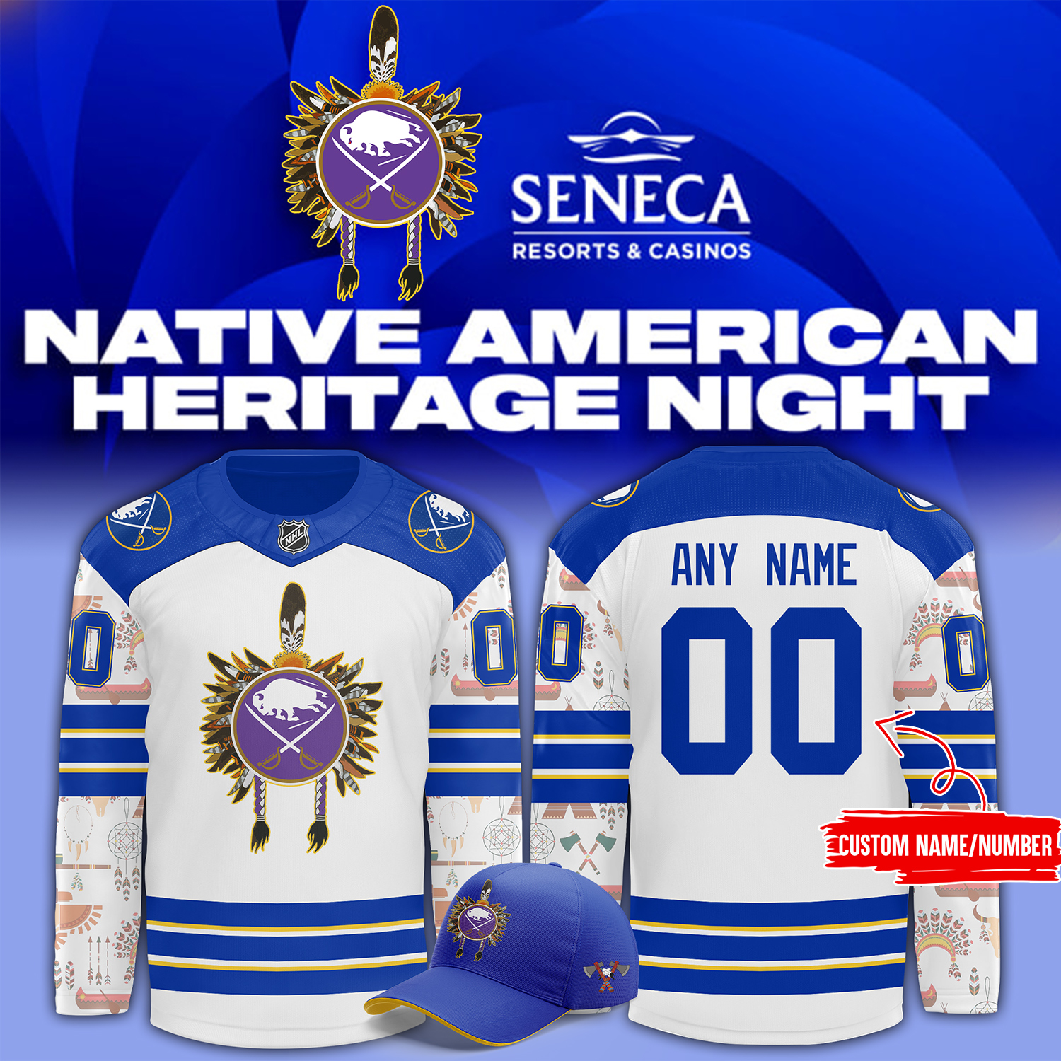 Buffalo Sabres NHL Native American Heritage Month Premium Jersey - Famjoys Buffalo Sabres NHL Native American Heritage Month Premium Jersey - Famjoys