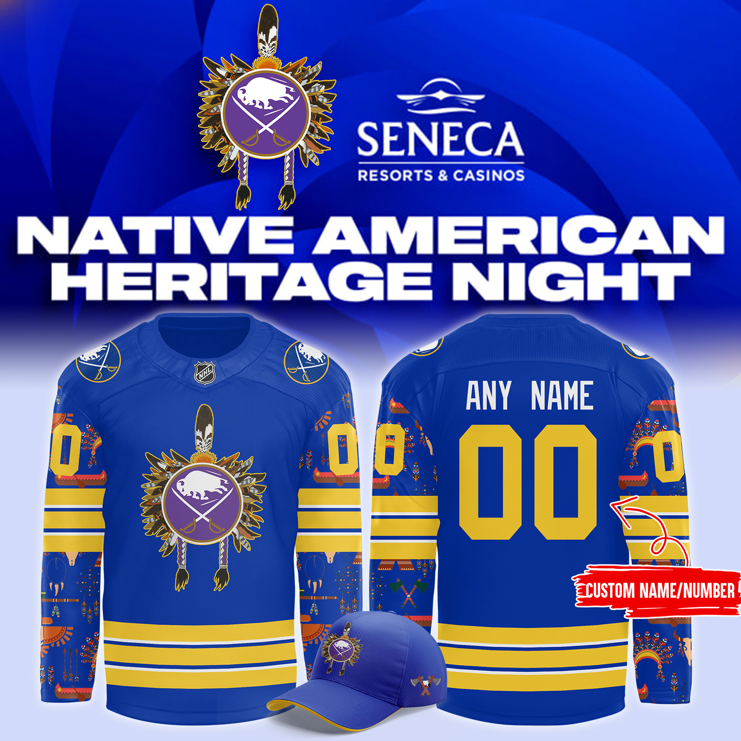Buffalo Sabres NHL Native American Heritage Month Premium Jersey - Famjoys Buffalo Sabres NHL Native American Heritage Month Premium Jersey - Famjoys