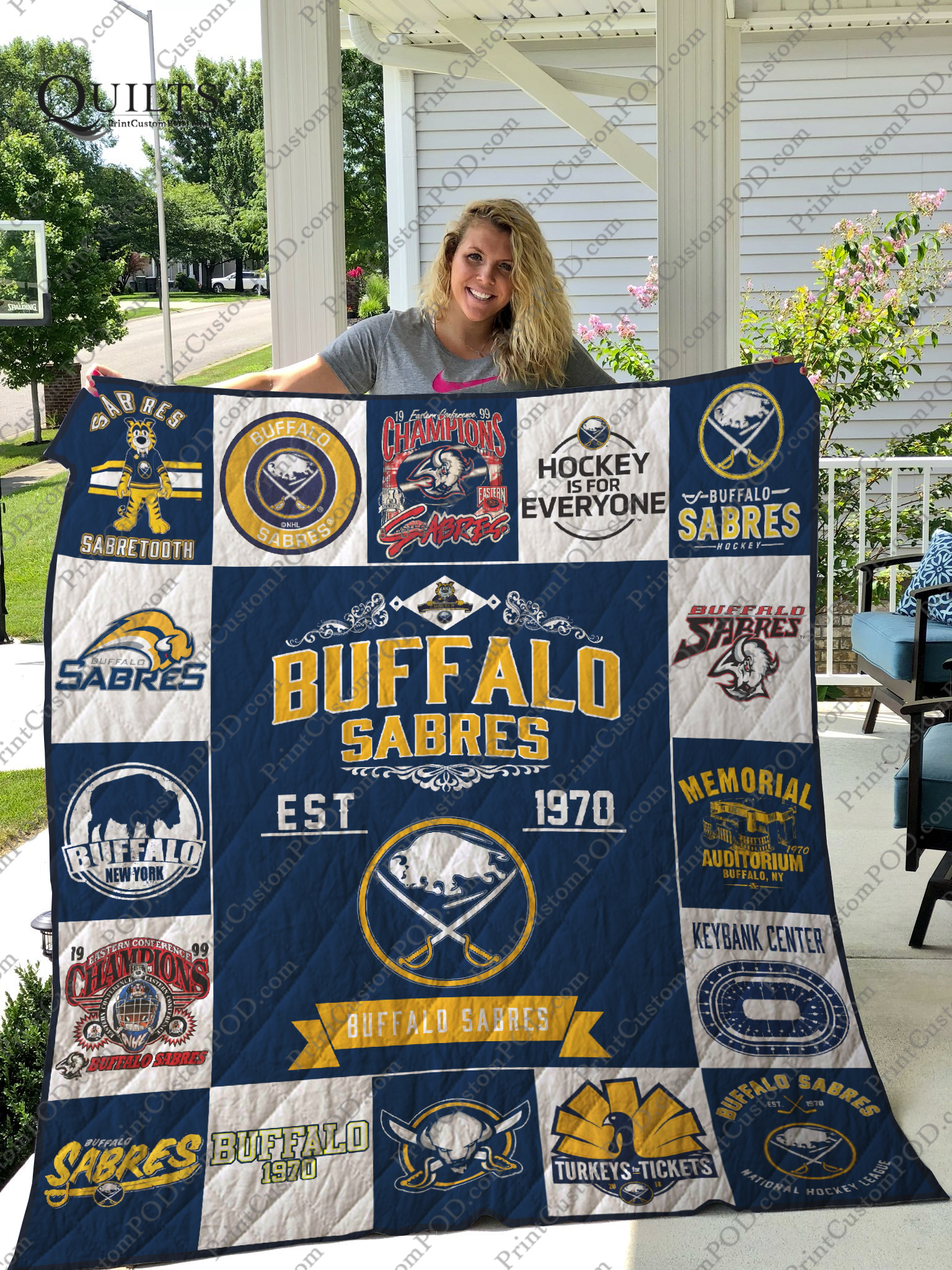 Buffalo Sabres Quilt Blanket Ver 17 - Famjoys Buffalo Sabres Quilt Blanket Ver 17 - Famjoys