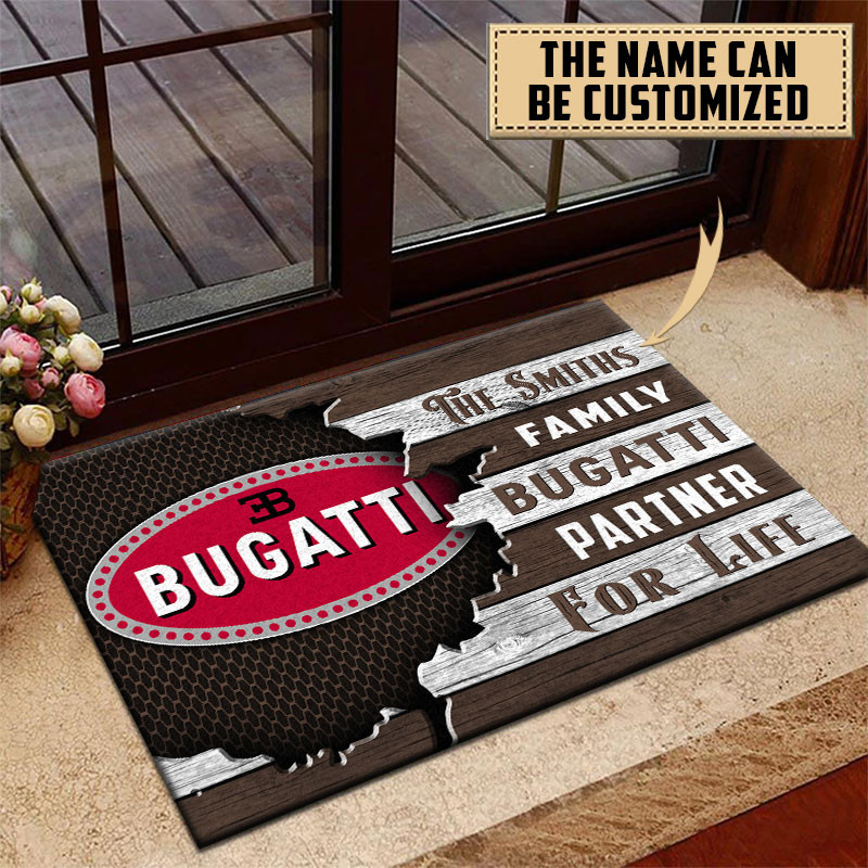 Bugatti Doormat Custom Name, Multicolor - Famjoys Bugatti Doormat Custom Name, Multicolor - Famjoys