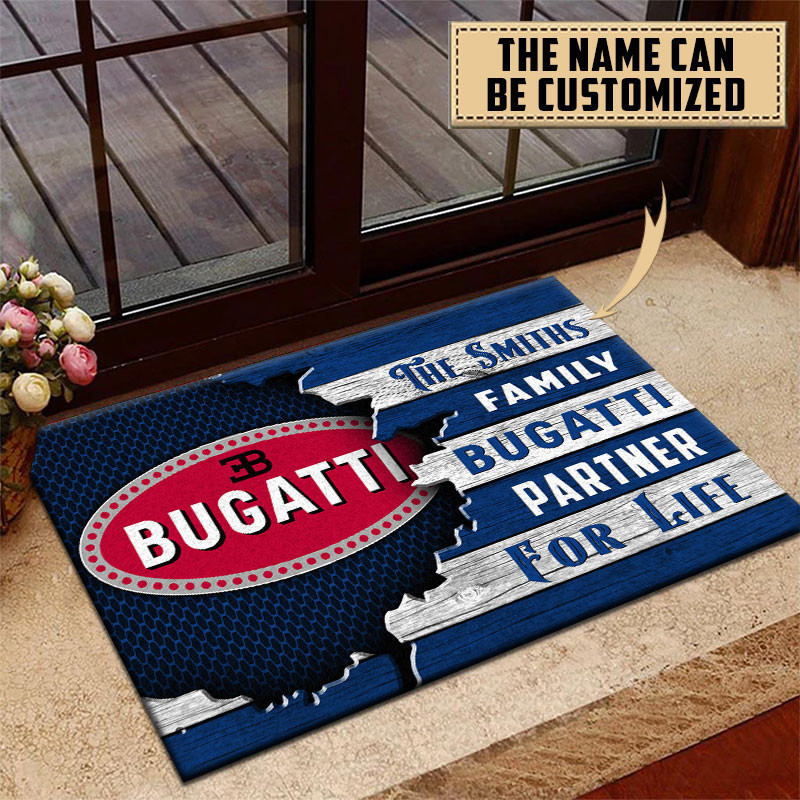 Bugatti Doormat Custom Name, Multicolor - Famjoys Bugatti Doormat Custom Name, Multicolor - Famjoys