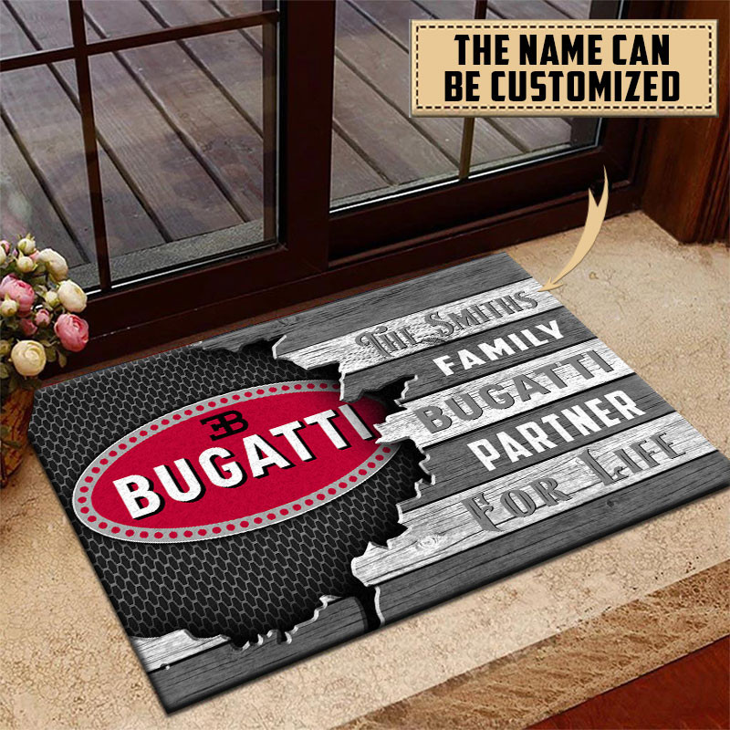 Bugatti Doormat Custom Name, Multicolor - Famjoys Bugatti Doormat Custom Name, Multicolor - Famjoys
