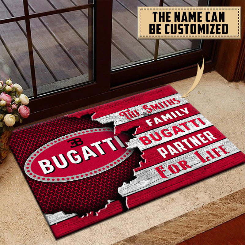 Bugatti Doormat Custom Name, Multicolor - Famjoys Bugatti Doormat Custom Name, Multicolor - Famjoys