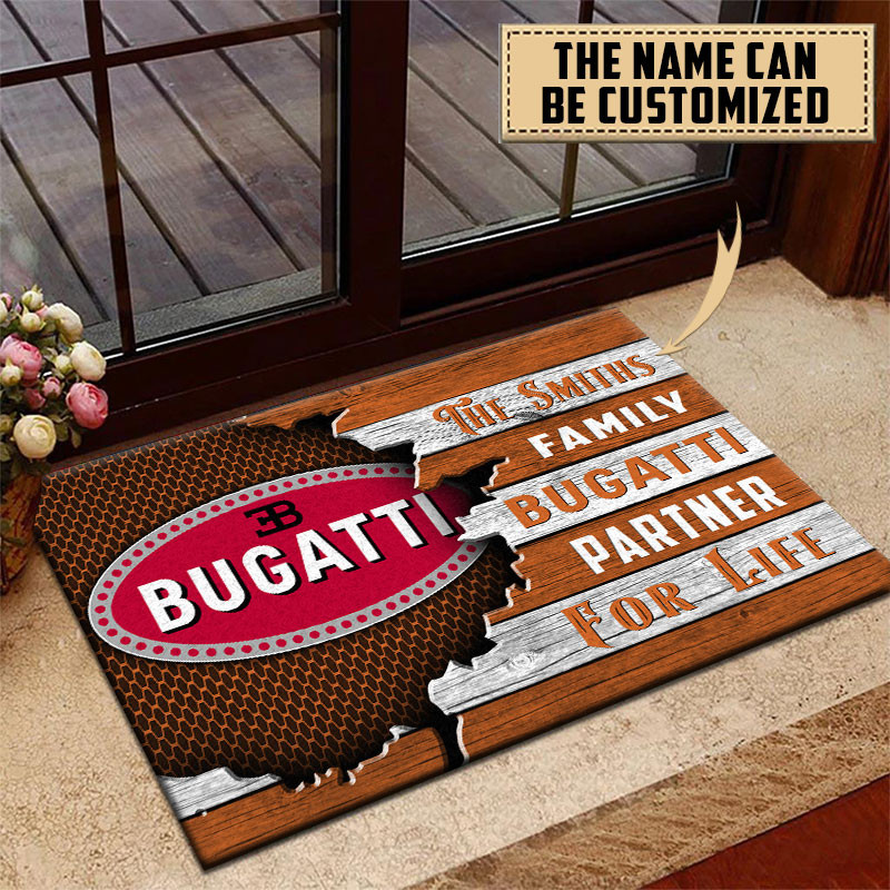 Bugatti Doormat Custom Name, Multicolor - Famjoys Bugatti Doormat Custom Name, Multicolor - Famjoys