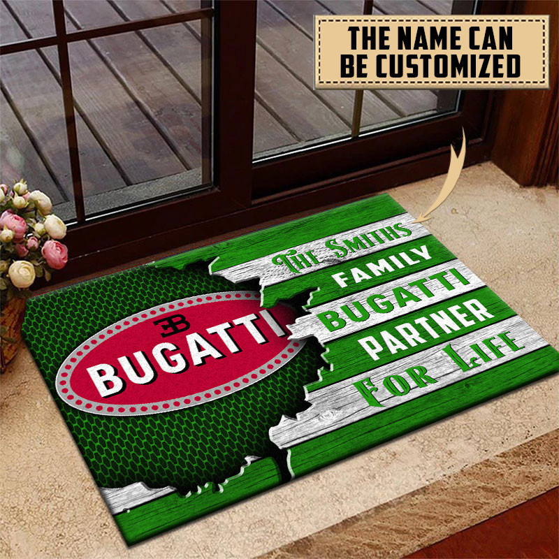 Bugatti Doormat Custom Name, Multicolor - Famjoys Bugatti Doormat Custom Name, Multicolor - Famjoys