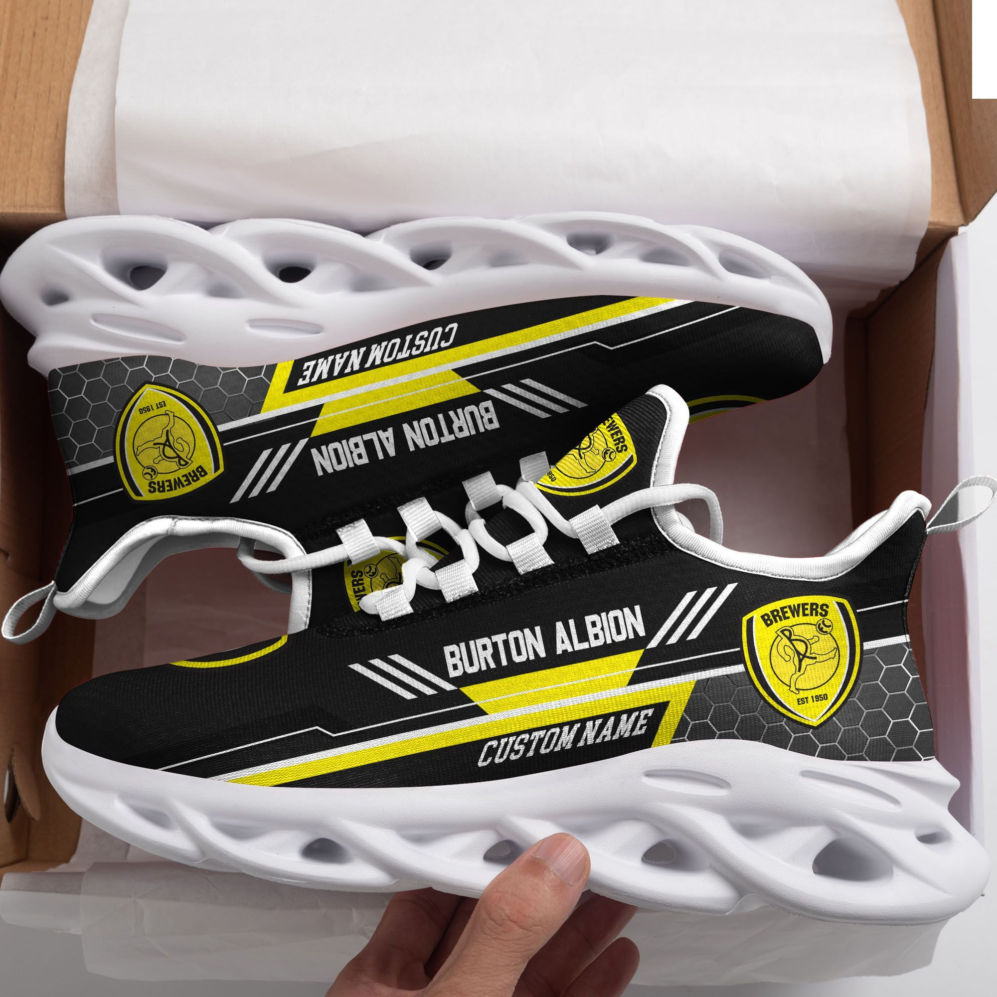 Burton Albion Custom Personalized Max Soul Sneakers Shoes - Famjoys Burton Albion Custom Personalized Max Soul Sneakers Shoes - Famjoys