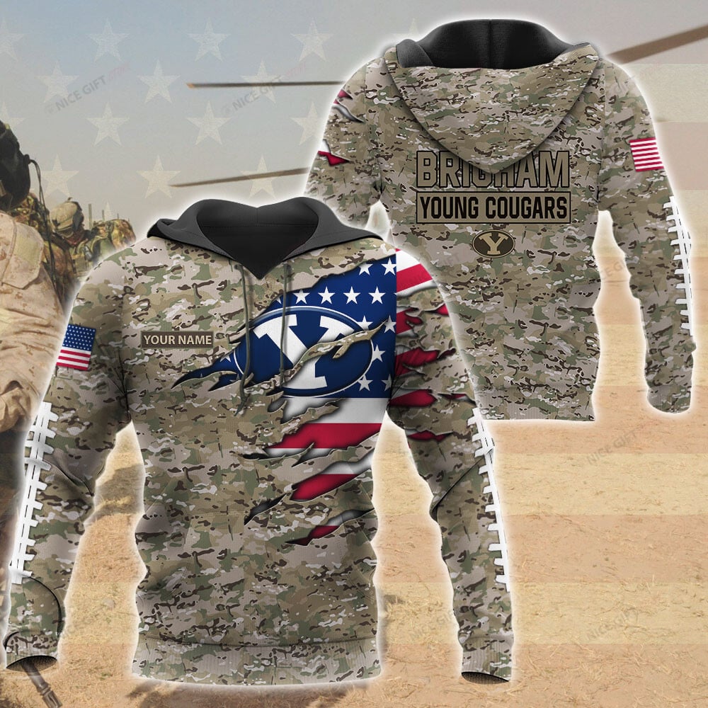 BYU Cougars Custom Name Camouflage Hoodie - Famjoys BYU Cougars Custom Name Camouflage Hoodie - Famjoys