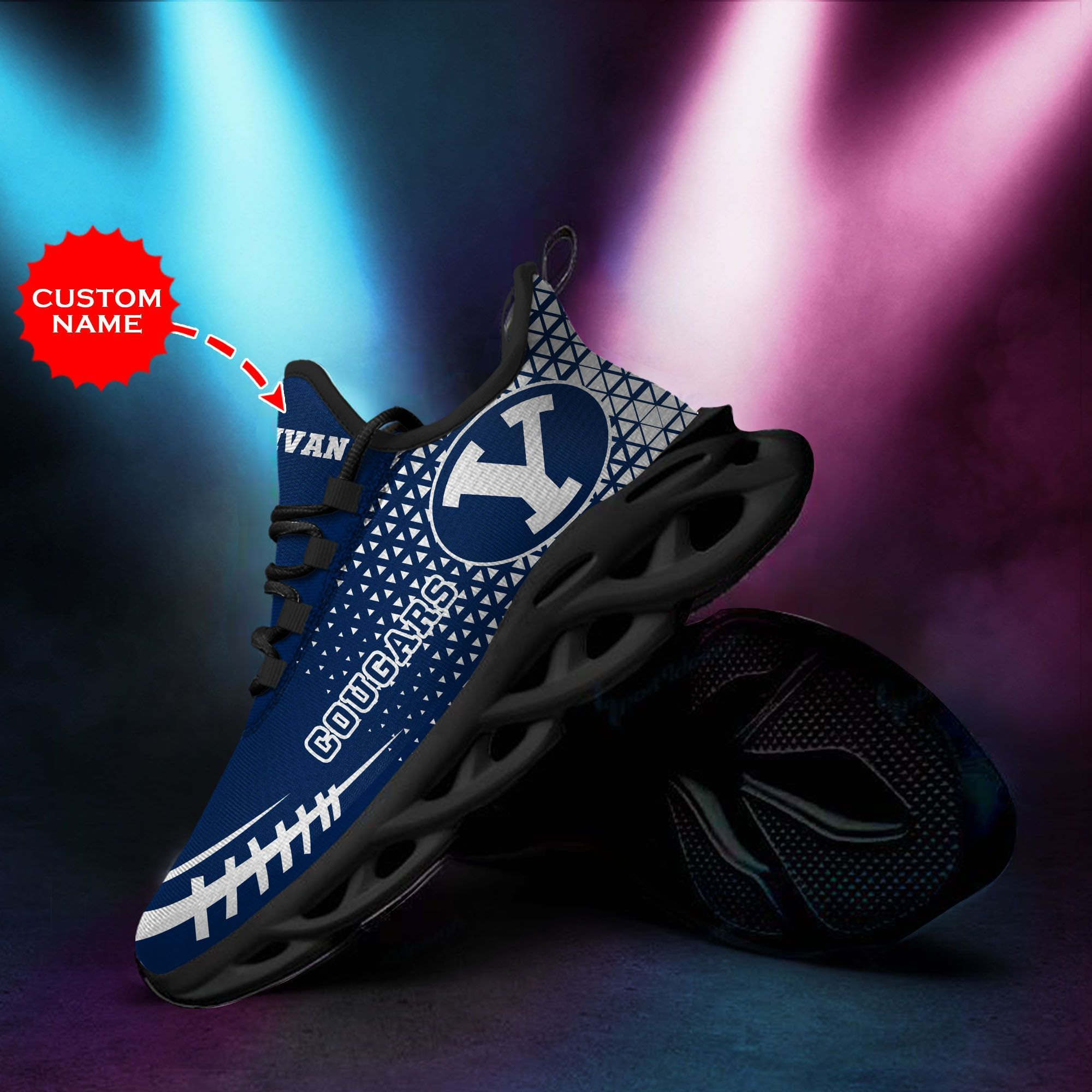 BYU Cougars Custom Name Personalized Max Soul Sneakers Shoes