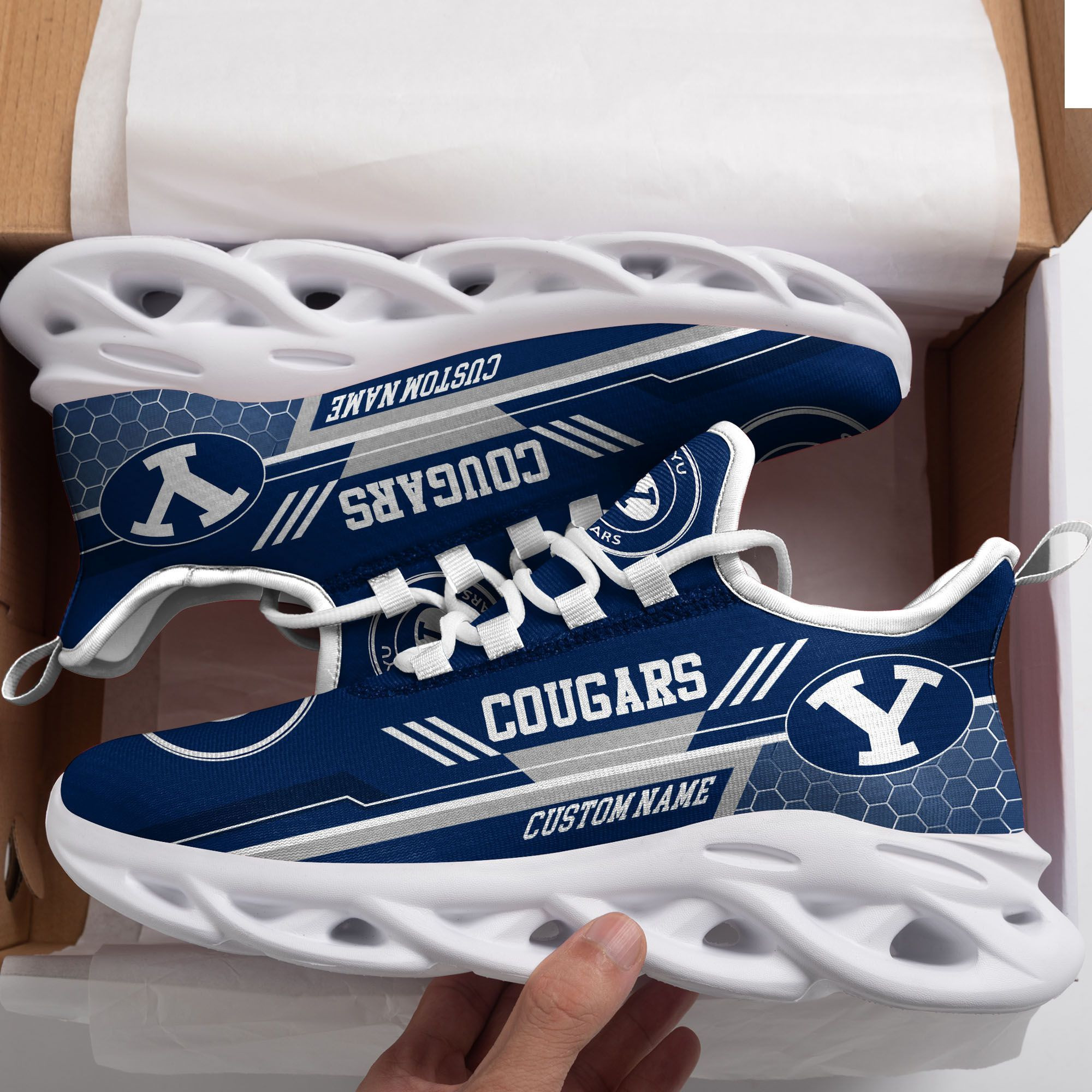 BYU Cougars Custom Personalized Max Soul Sneakers Shoes Brigham Young University For Men - Famjoys BYU Cougars Custom Personalized Max Soul Sneakers Shoes Brigham Young University For Men - Famjoys