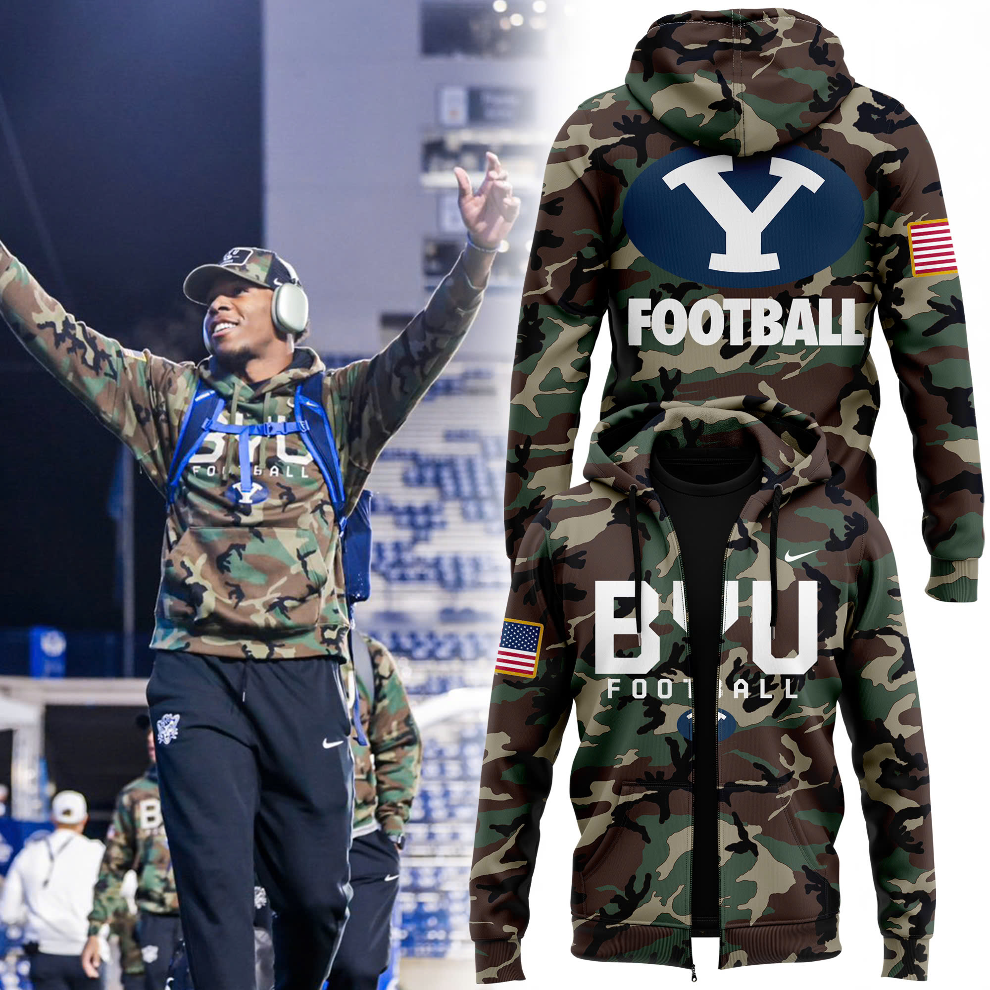 BYU Cougars football Camo Salute to Service Club Fleece Pullover Hoodie - Famjoys BYU Cougars football Camo Salute to Service Club Fleece Pullover Hoodie - Famjoys