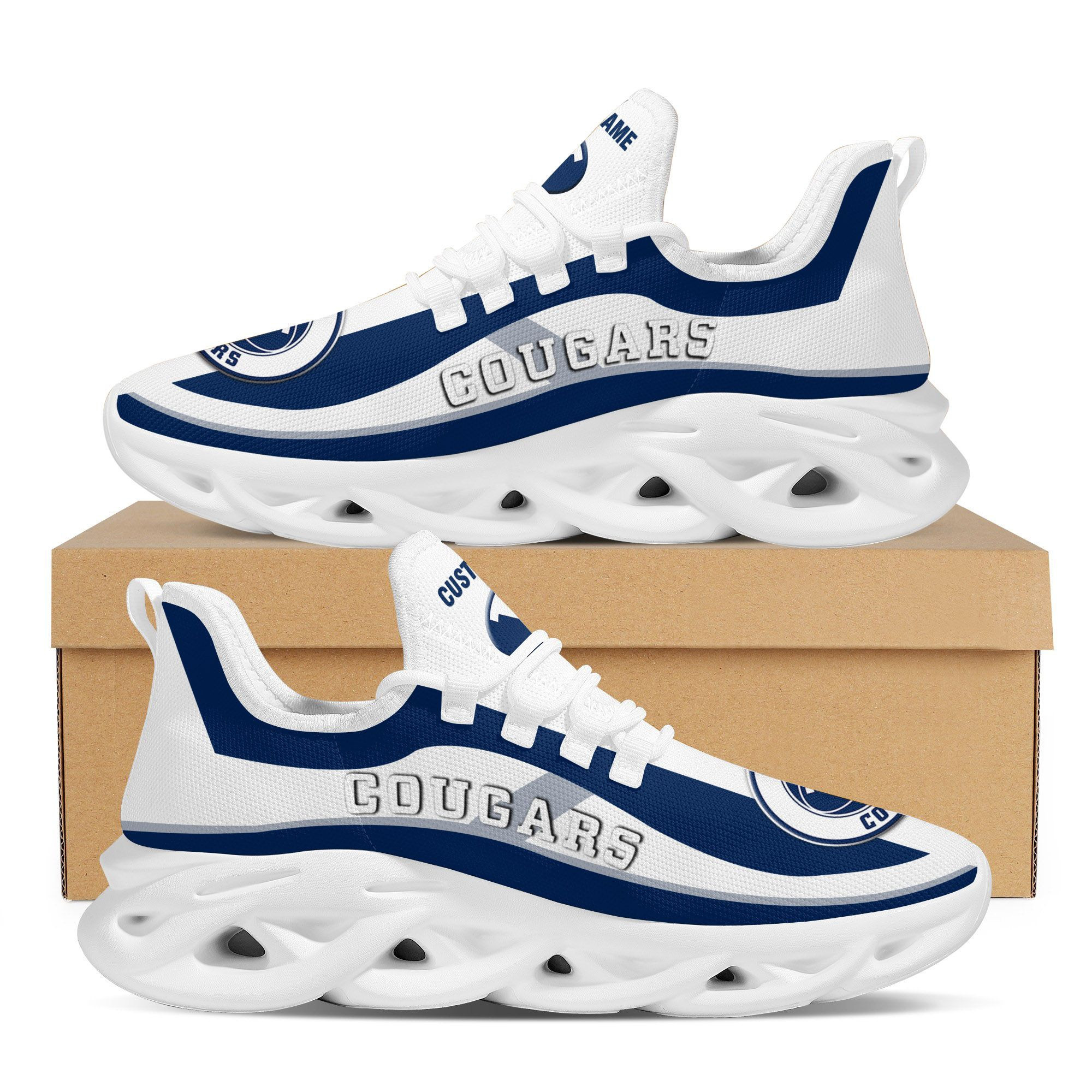 BYU Cougars Football Team Custom Personalized With Name Max Soul Sneakers Shoes - Famjoys BYU Cougars Football Team Custom Personalized With Name Max Soul Sneakers Shoes - Famjoys