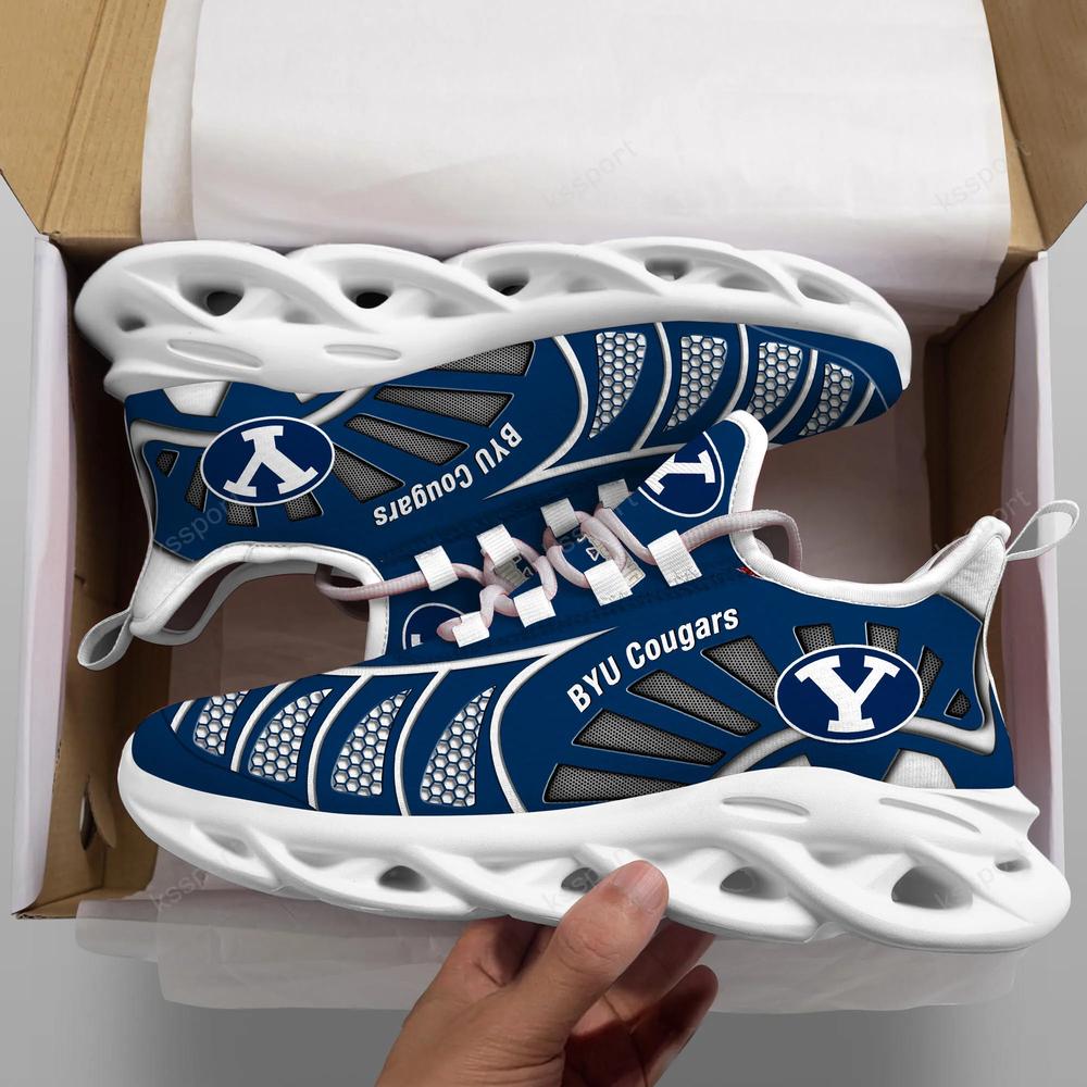 Byu Cougars Max Soul Clunky, Black And White Running Shoes - Famjoys Byu Cougars Max Soul Clunky, Black And White Running Shoes - Famjoys