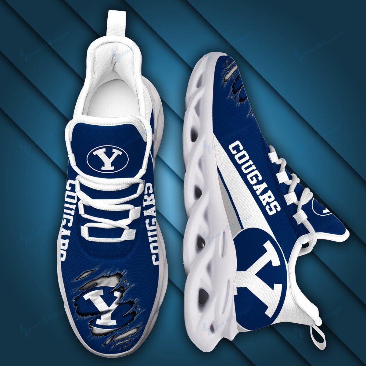 BYU Cougars Max Soul YZ Running Sneakers 987 - Famjoys BYU Cougars Max Soul YZ Running Sneakers 987 - Famjoys