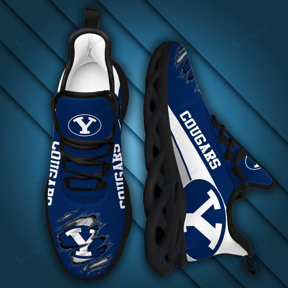 BYU Cougars Max Soul YZ Running Sneakers 987 - Famjoys BYU Cougars Max Soul YZ Running Sneakers 987 - Famjoys